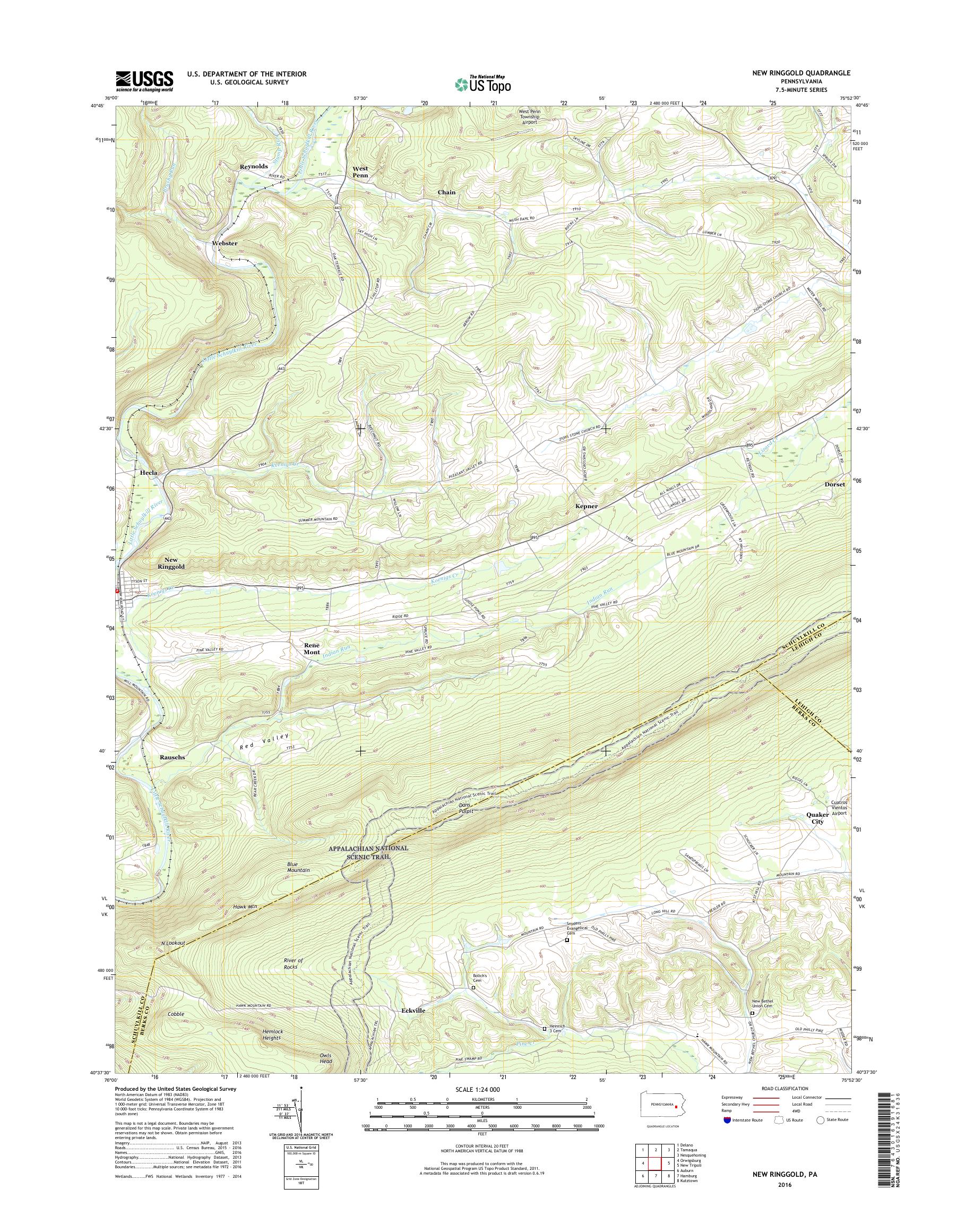 MyTopo New Ringgold, Pennsylvania USGS Quad Topo Map
