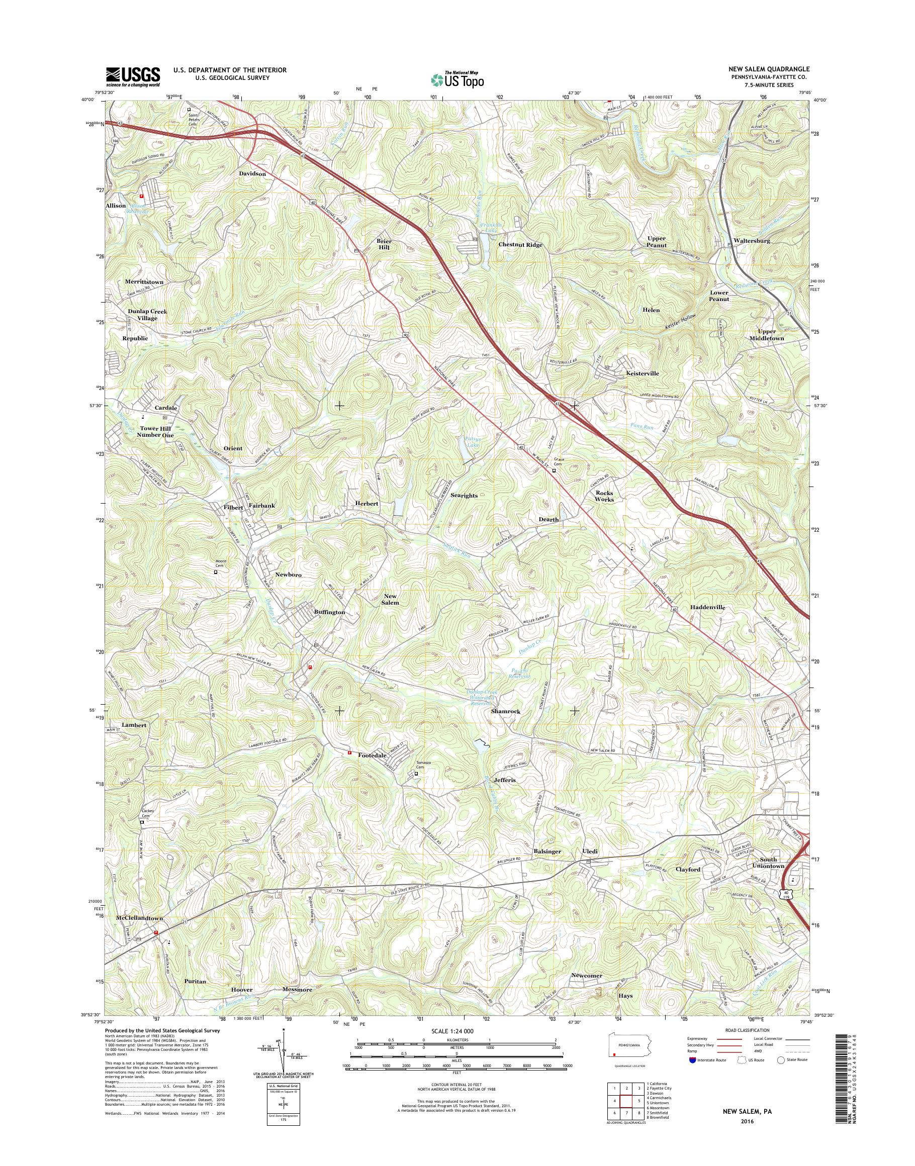 MyTopo New Salem, Pennsylvania USGS Quad Topo Map