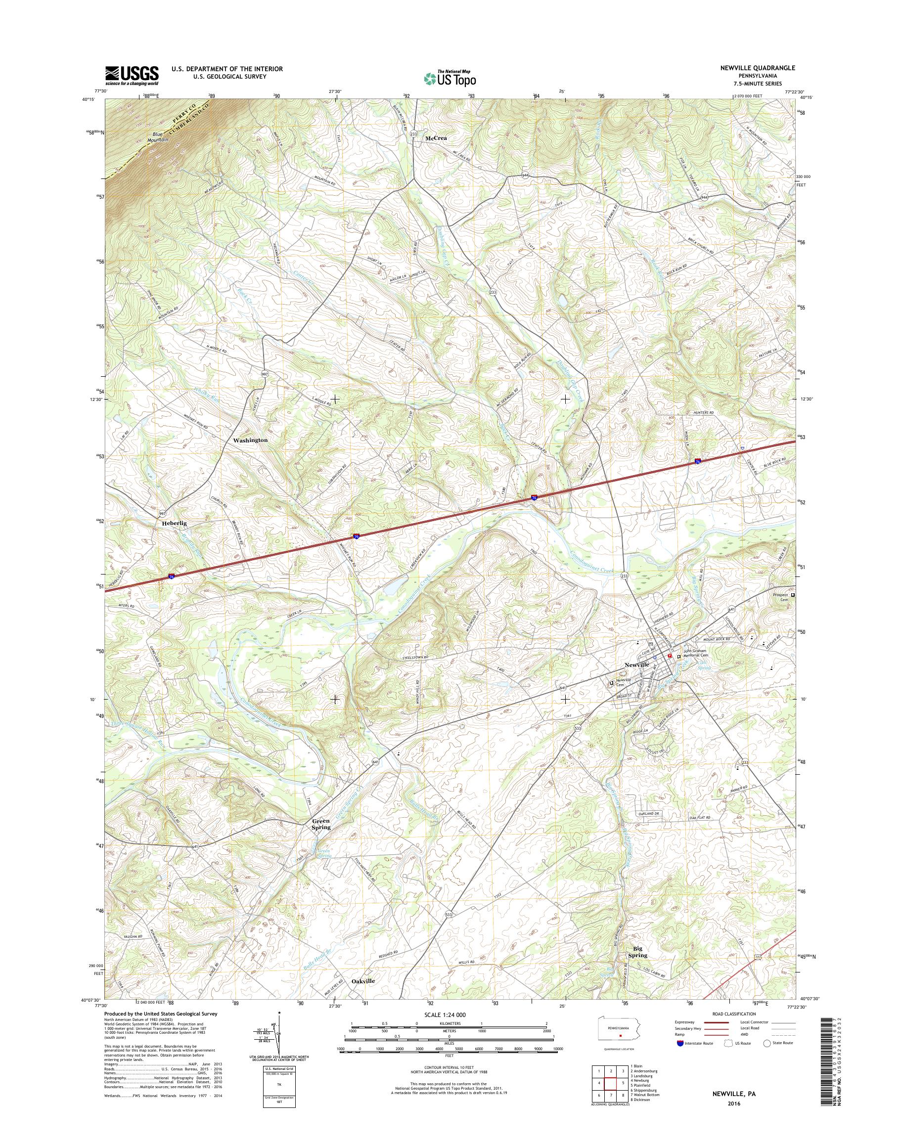 MyTopo Newville, Pennsylvania USGS Quad Topo Map