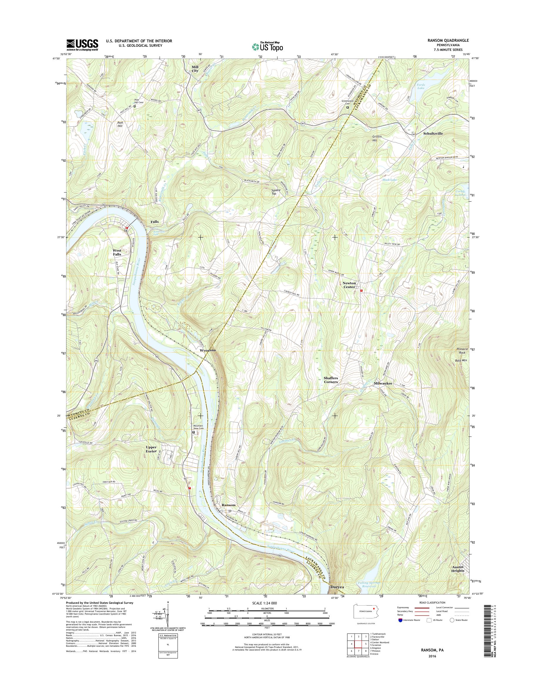 MyTopo Ransom, Pennsylvania USGS Quad Topo Map