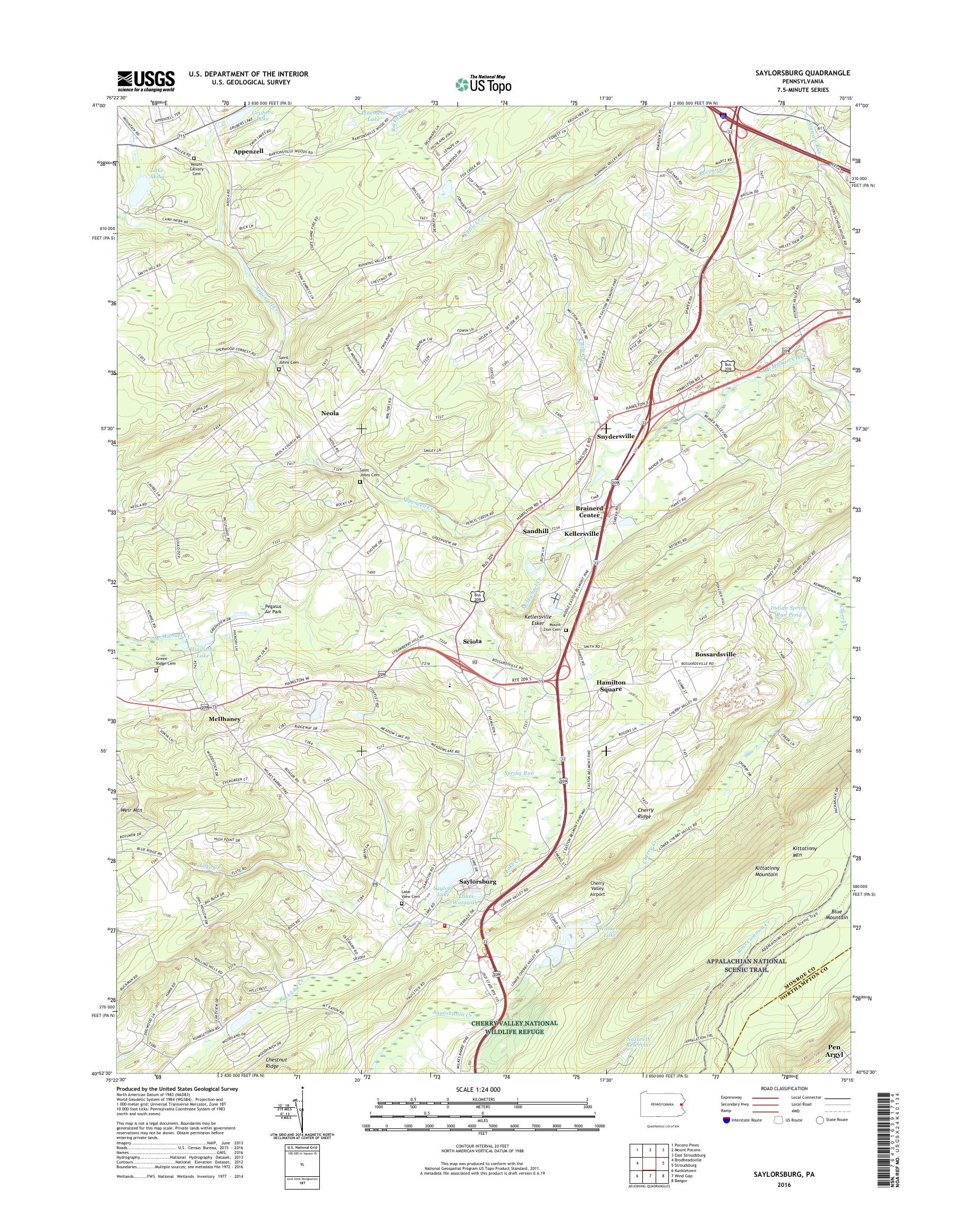 MyTopo Saylorsburg, Pennsylvania USGS Quad Topo Map
