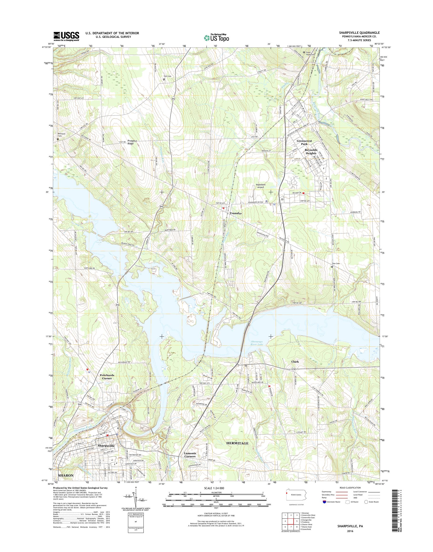 MyTopo Sharpsville, Pennsylvania USGS Quad Topo Map