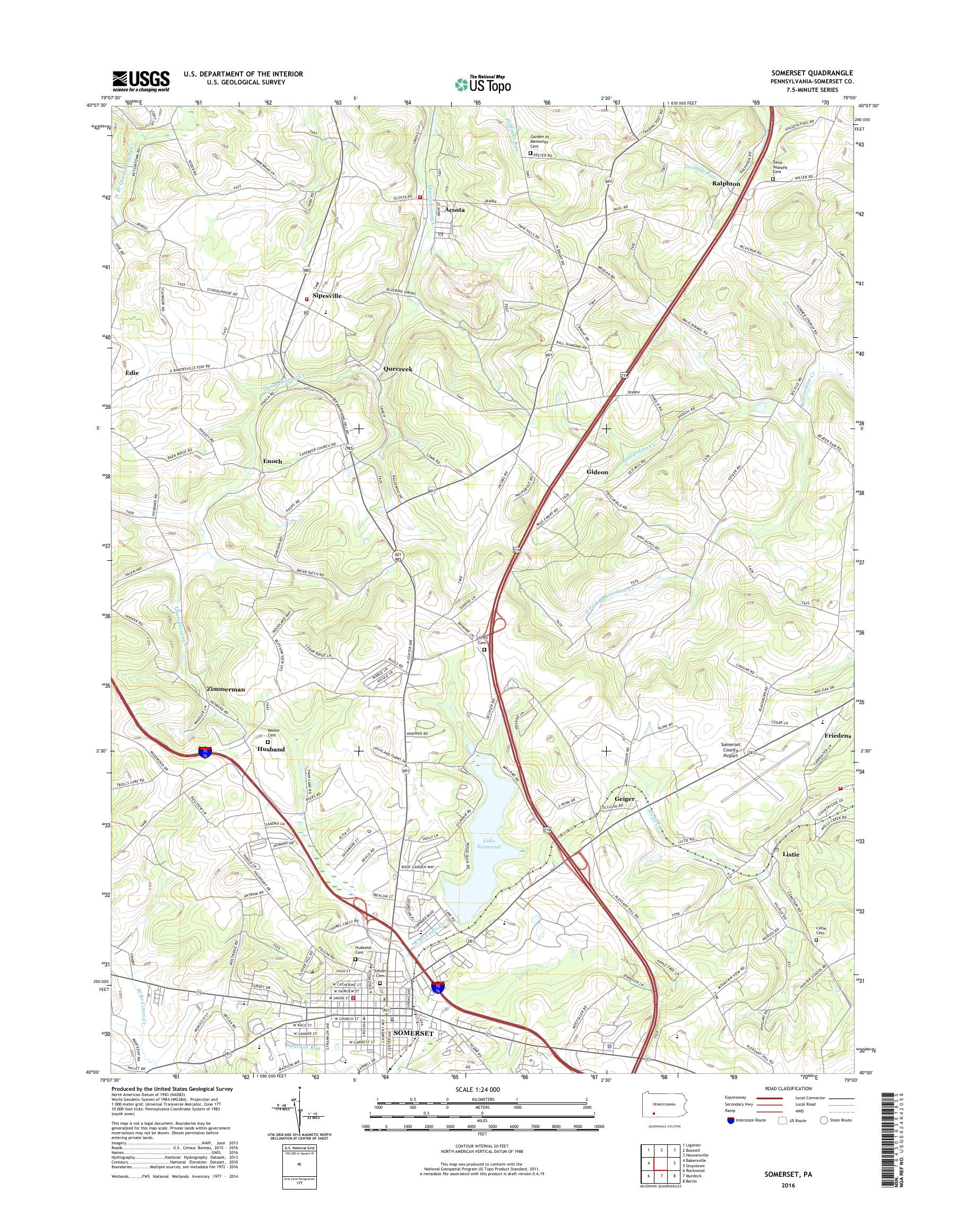 MyTopo Somerset, Pennsylvania USGS Quad Topo Map