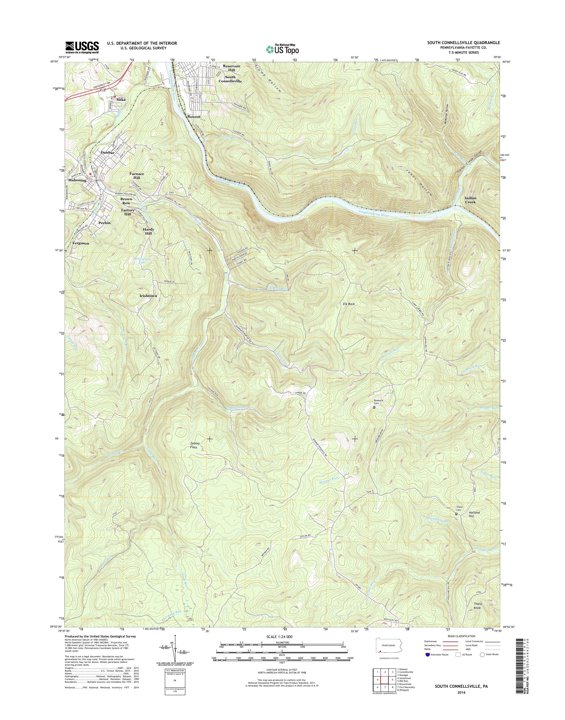 MyTopo South Connellsville, Pennsylvania USGS Quad Topo Map