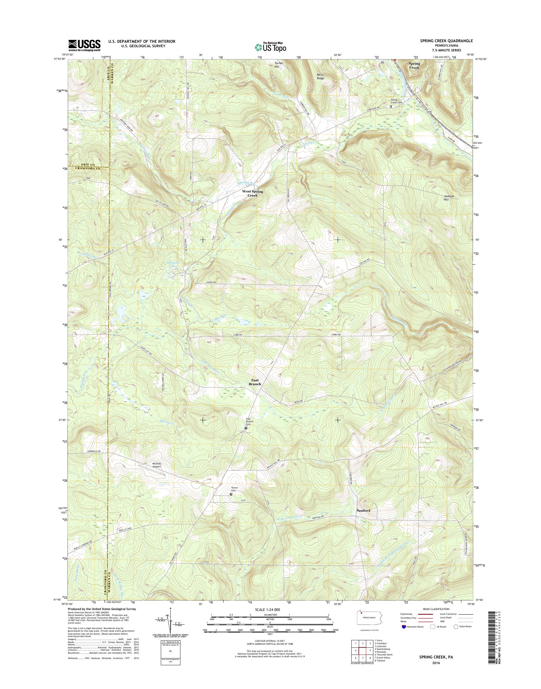 MyTopo Spring Creek, Pennsylvania USGS Quad Topo Map