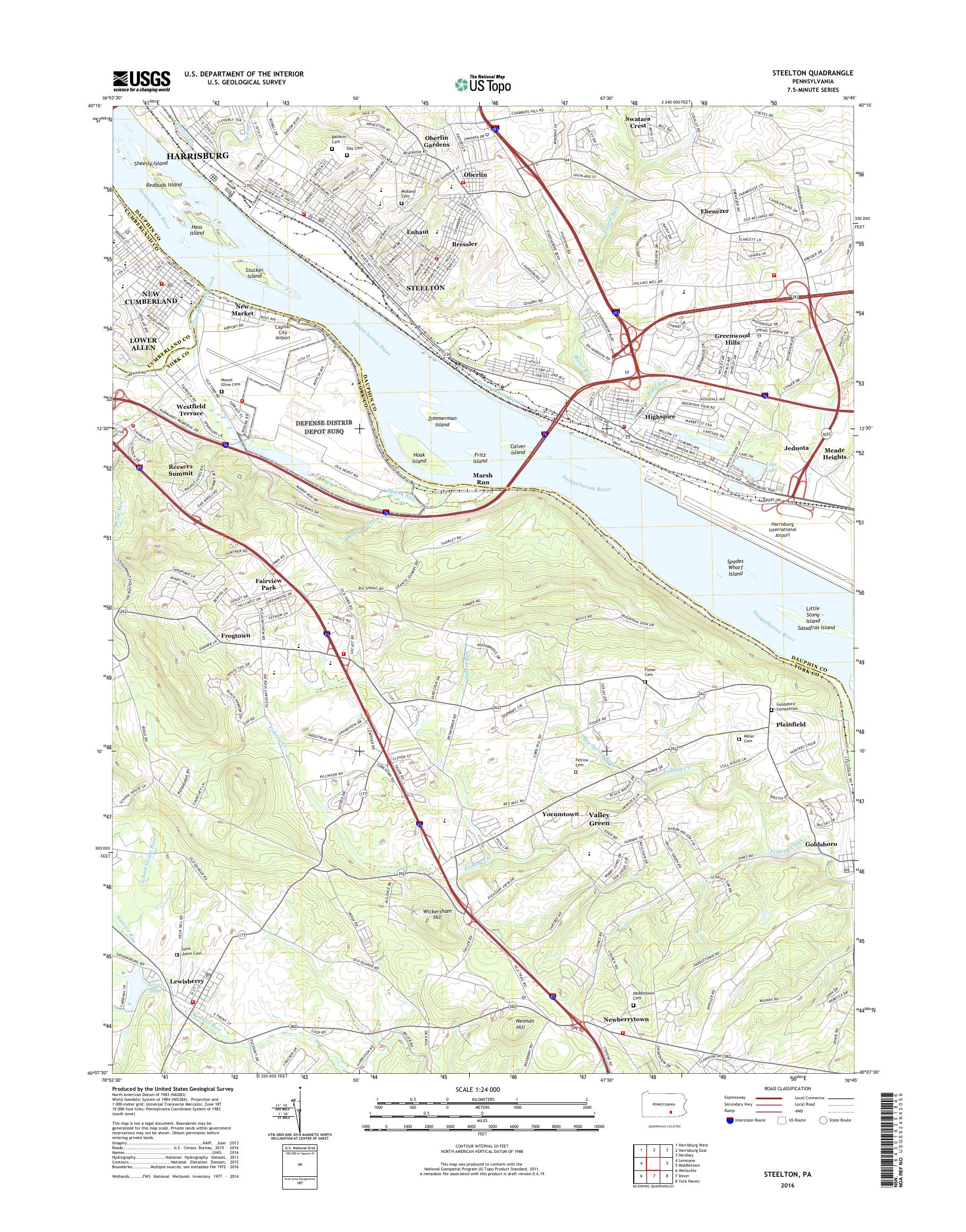 MyTopo Steelton, Pennsylvania USGS Quad Topo Map