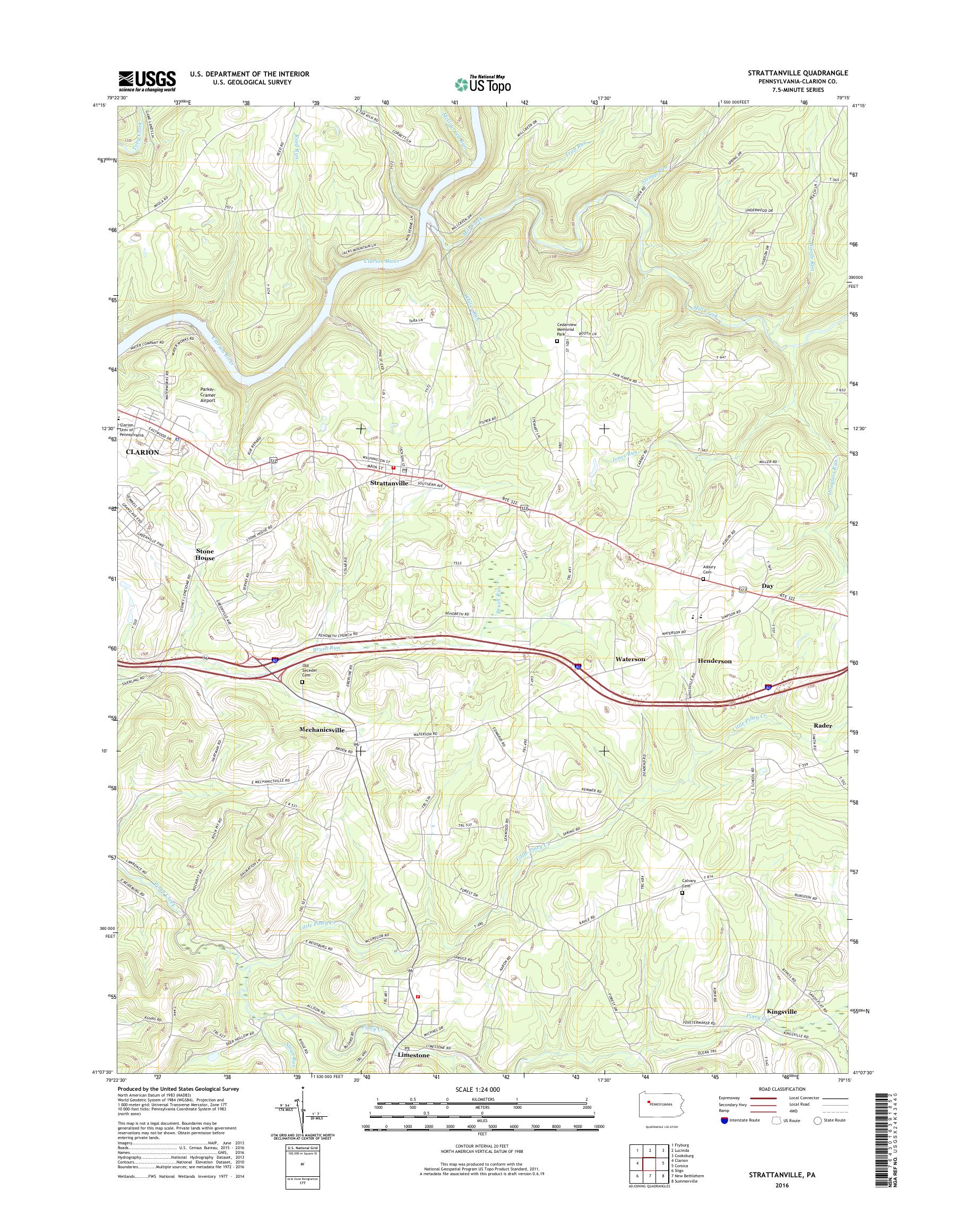 MyTopo Strattanville, Pennsylvania USGS Quad Topo Map