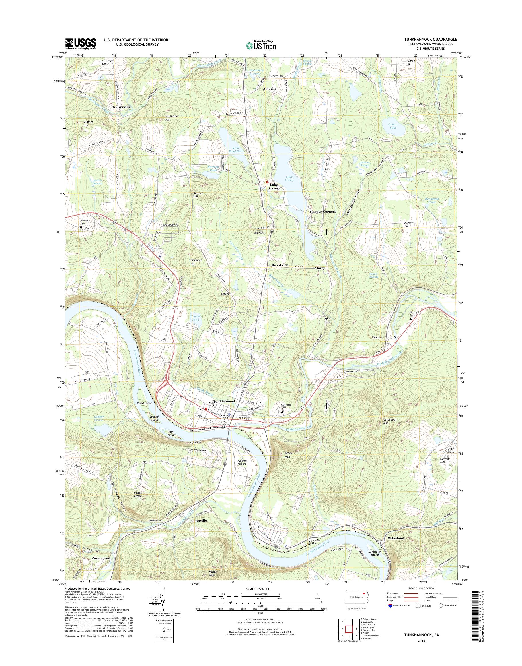 MyTopo Tunkhannock, Pennsylvania USGS Quad Topo Map