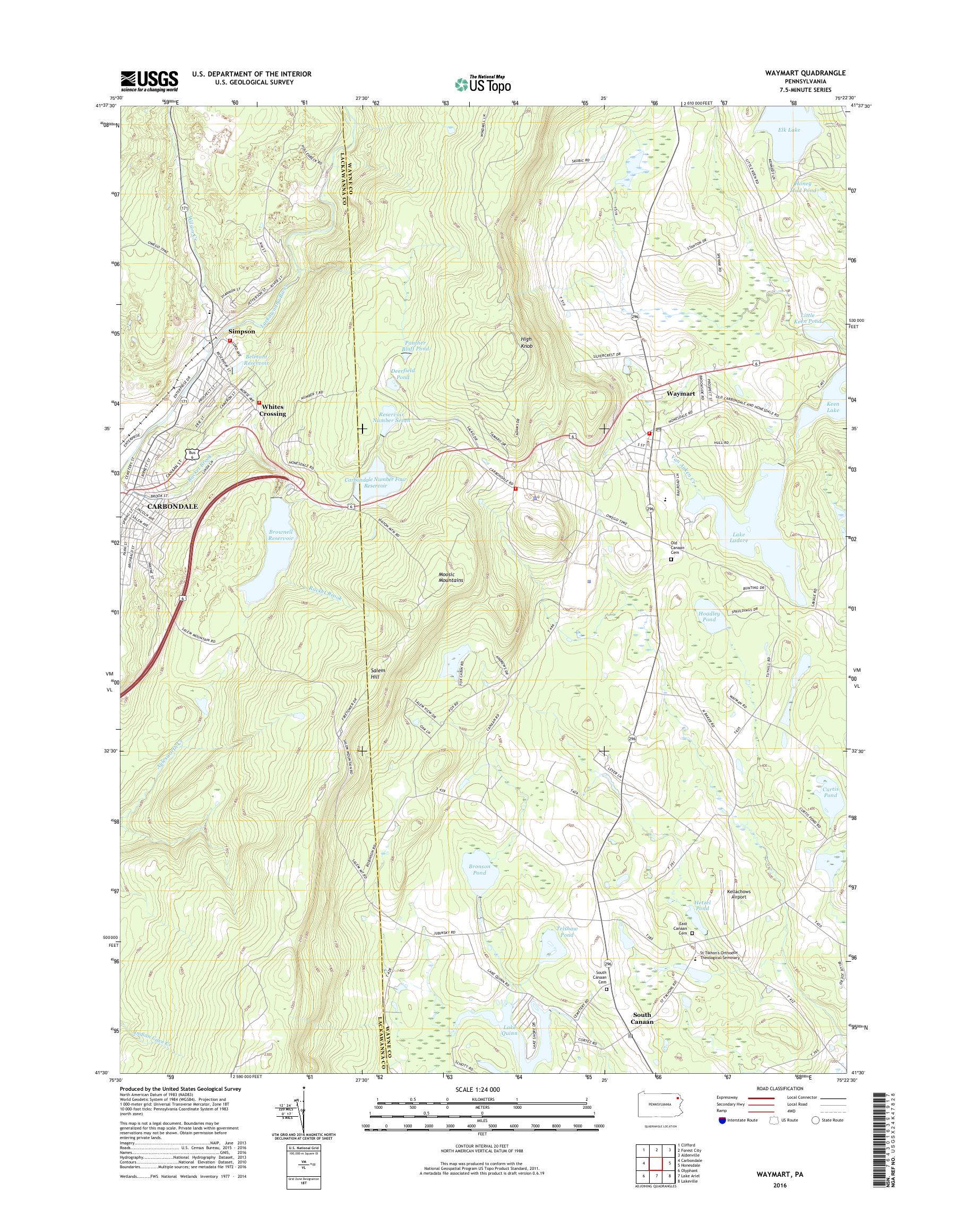 MyTopo Waymart, Pennsylvania USGS Quad Topo Map