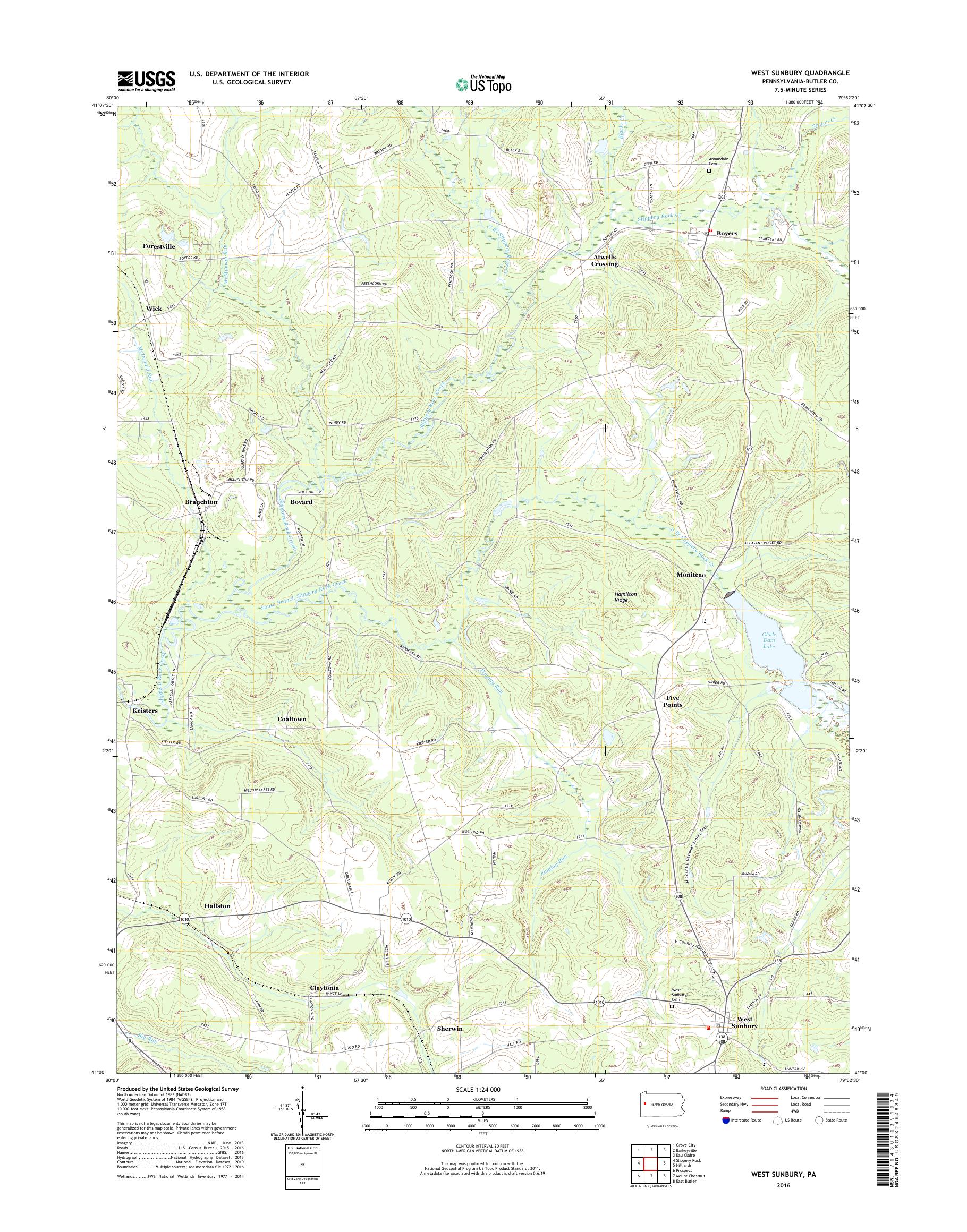 MyTopo West Sunbury, Pennsylvania USGS Quad Topo Map
