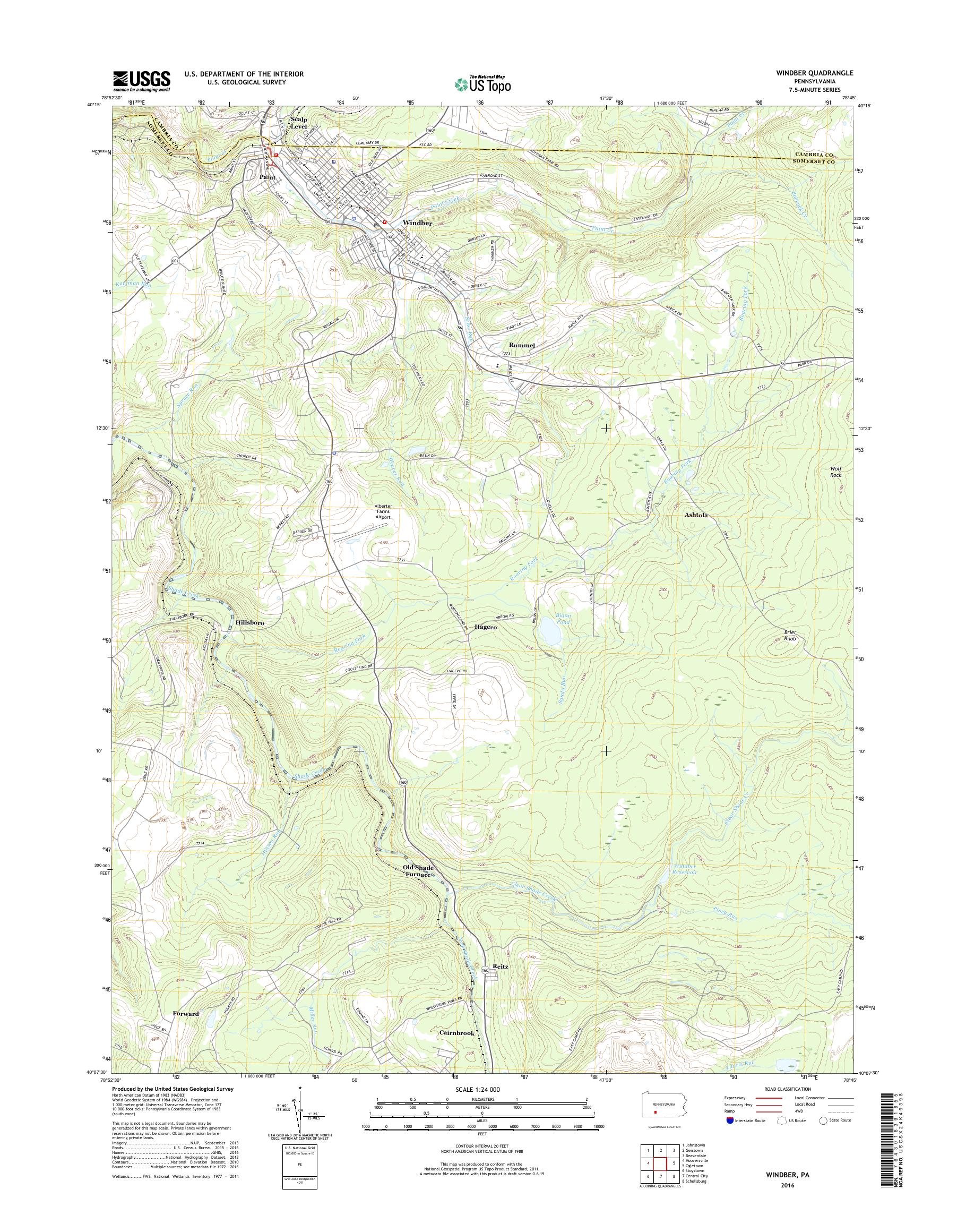 MyTopo Windber, Pennsylvania USGS Quad Topo Map