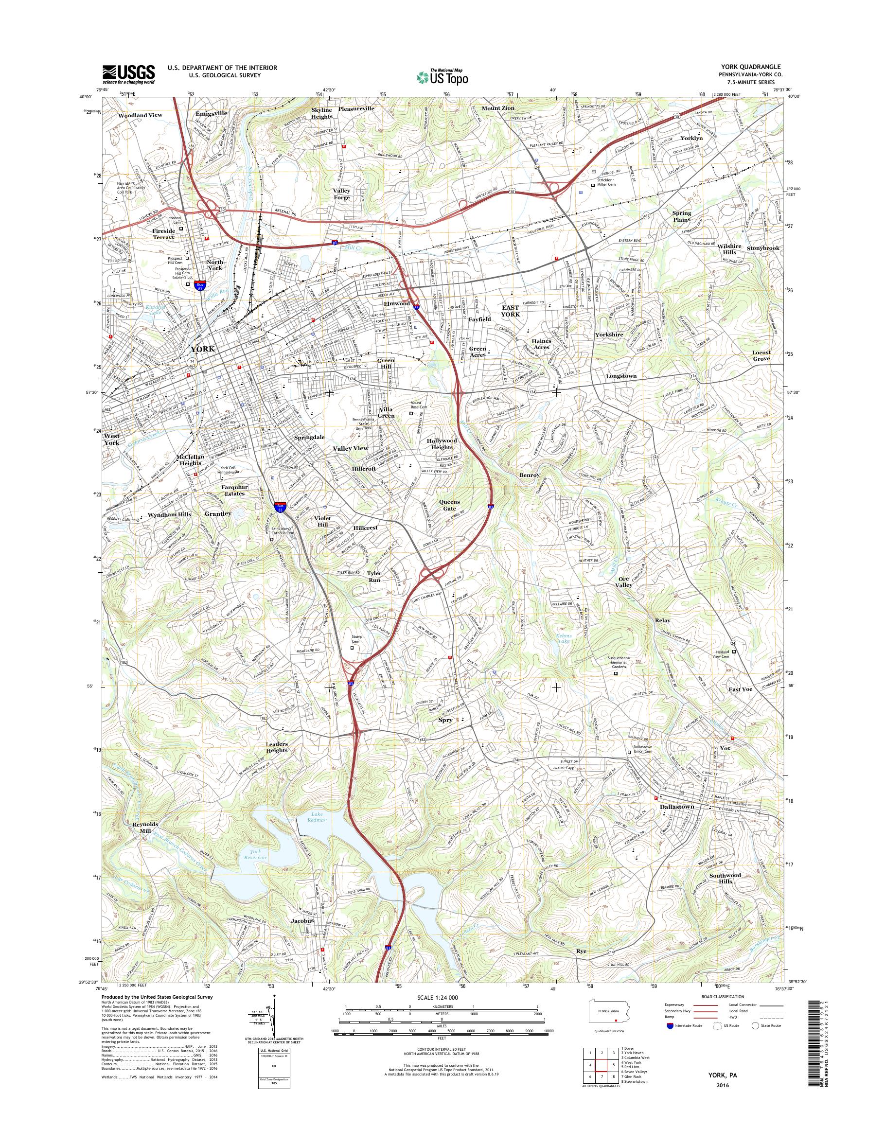 MyTopo York, Pennsylvania USGS Quad Topo Map