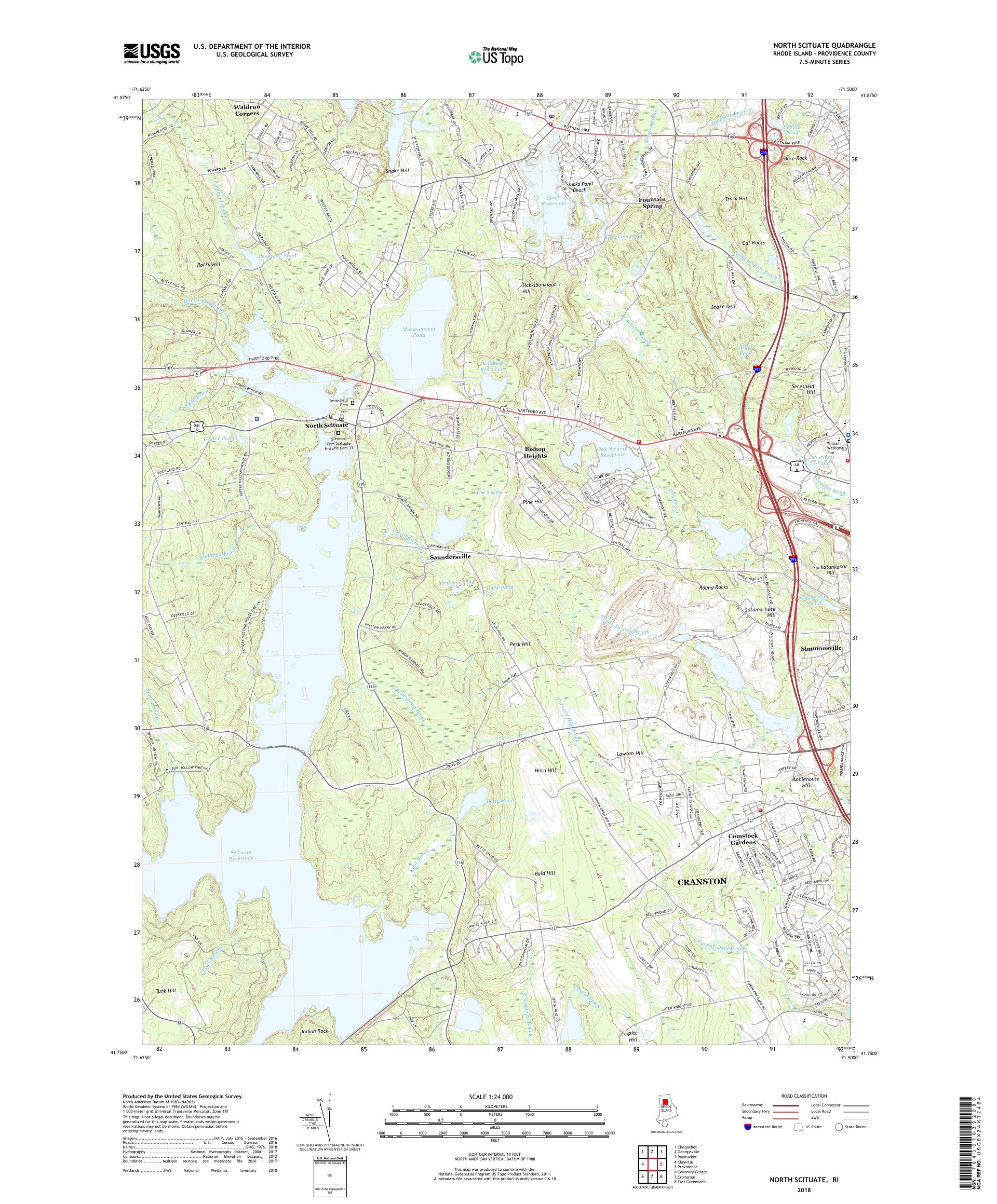 MyTopo North Scituate, Rhode Island USGS Quad Topo Map