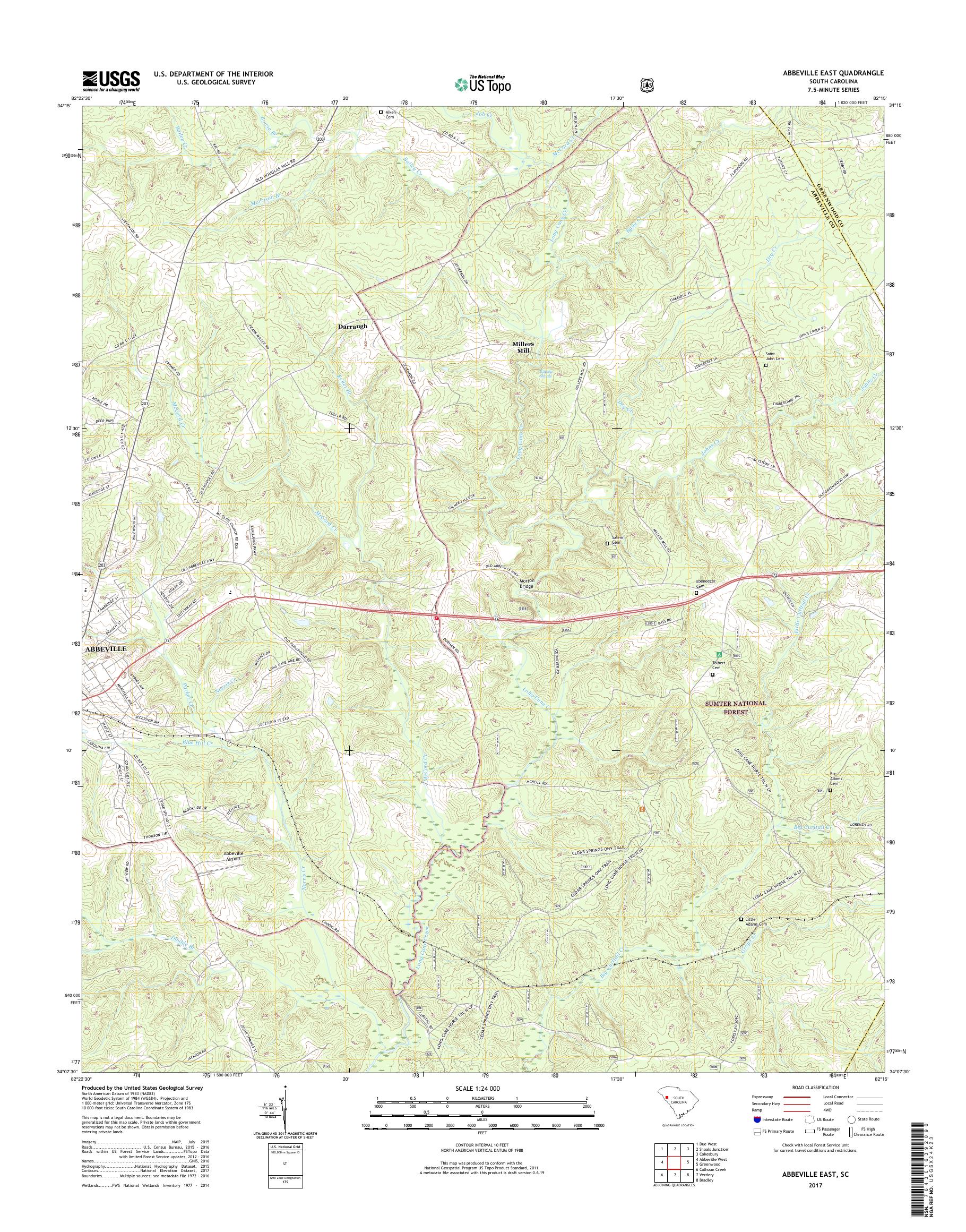 MyTopo Abbeville East, South Carolina USGS Quad Topo Map