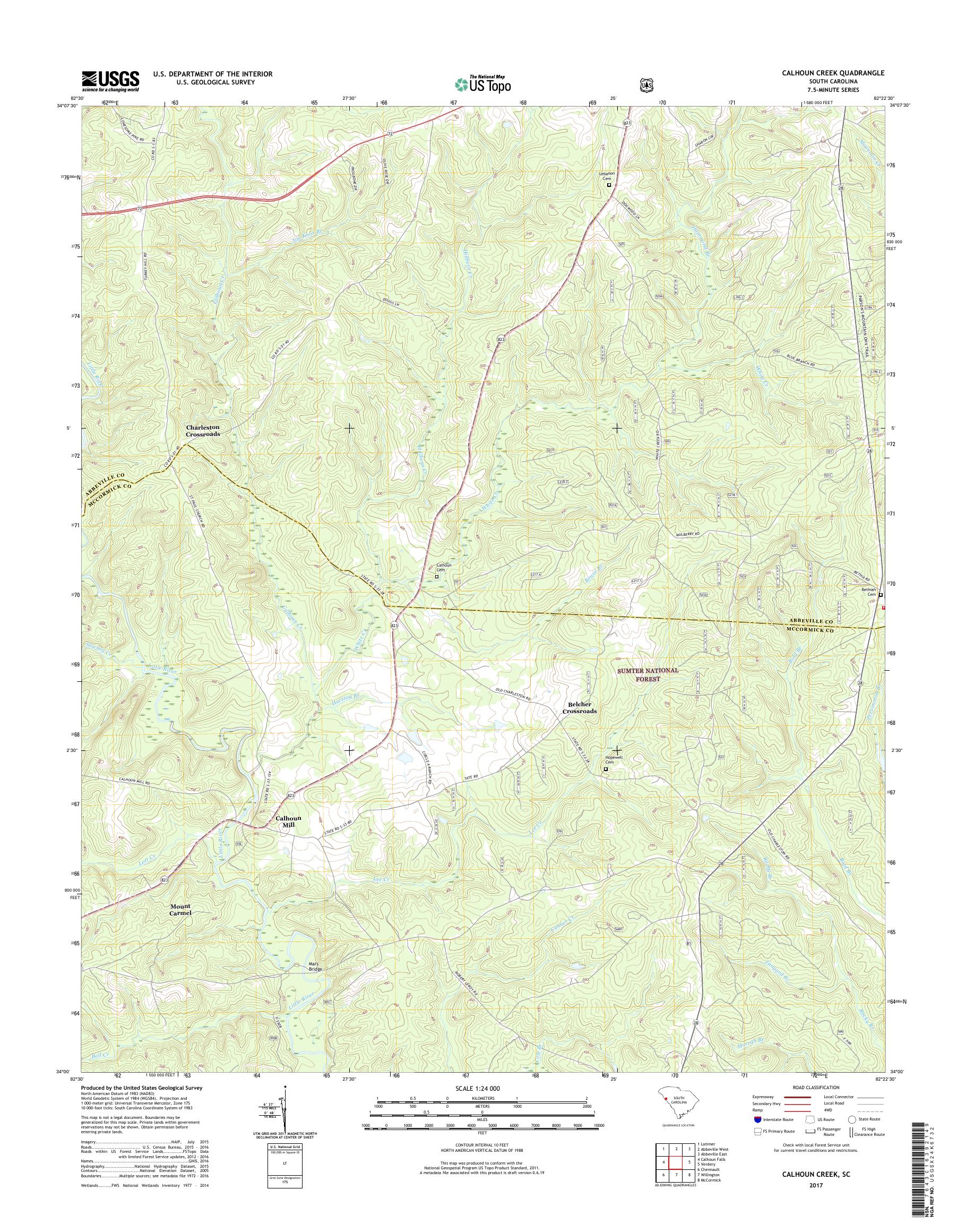 MyTopo Calhoun Creek, South Carolina USGS Quad Topo Map