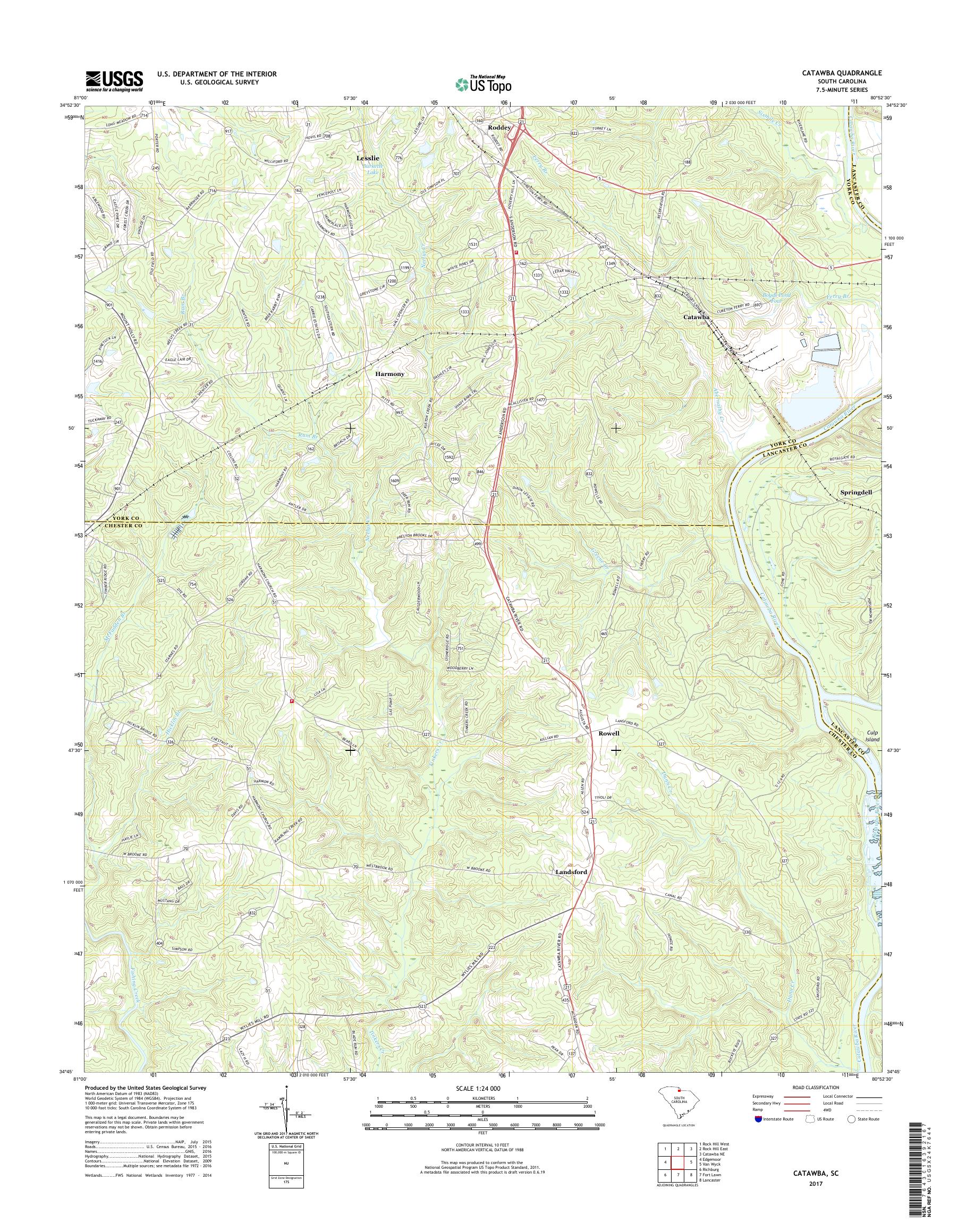 MyTopo Catawba, South Carolina USGS Quad Topo Map