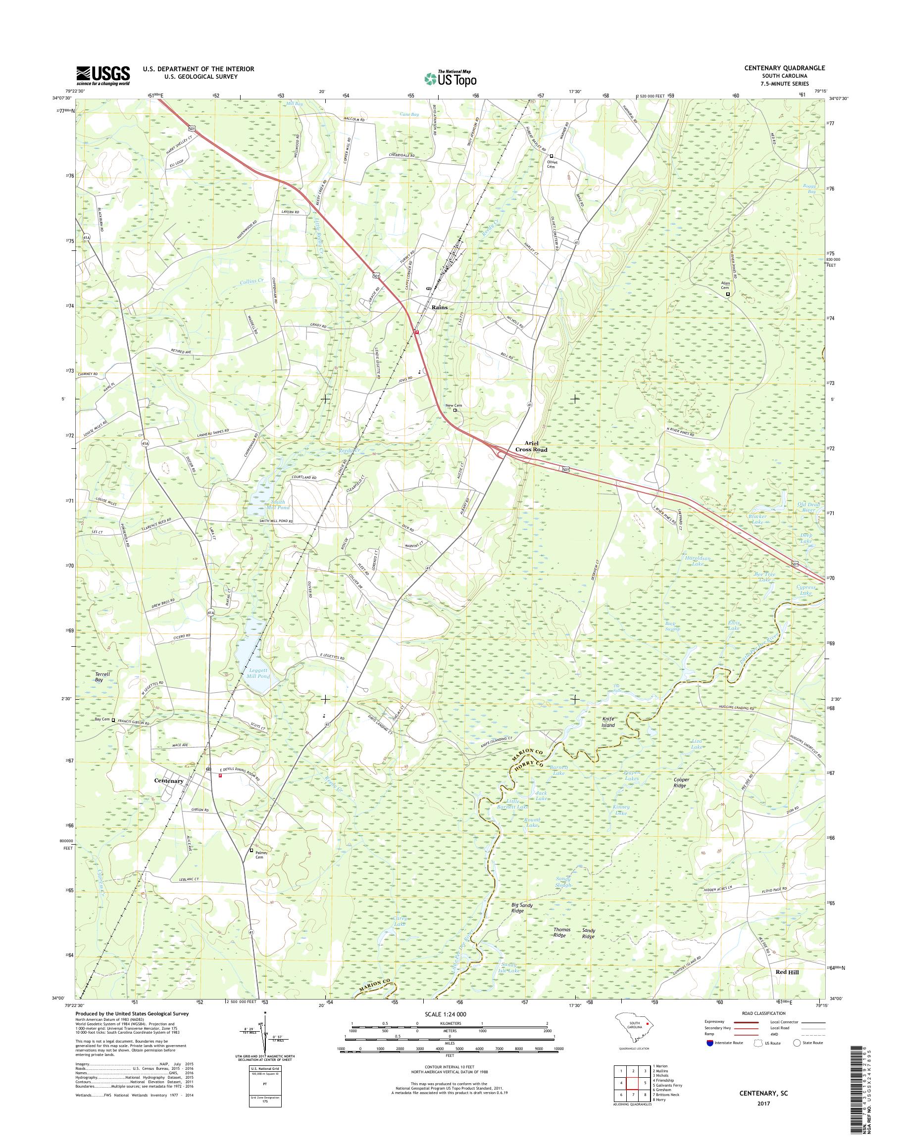MyTopo Centenary, South Carolina USGS Quad Topo Map