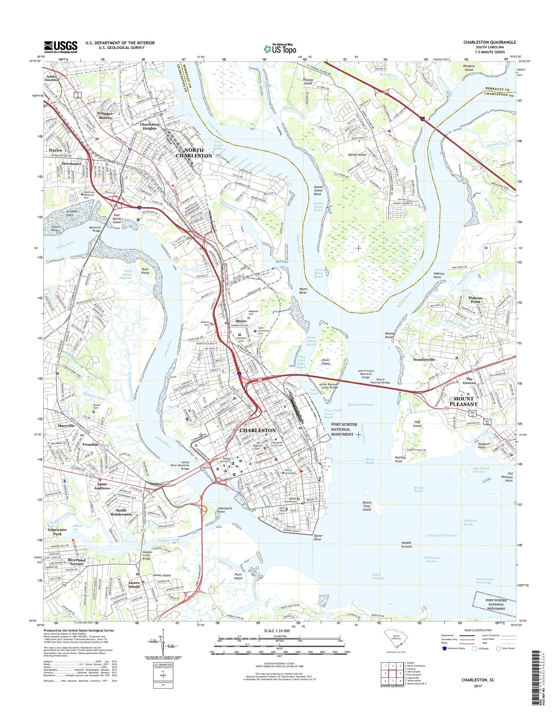 MyTopo Charleston, South Carolina USGS Quad Topo Map
