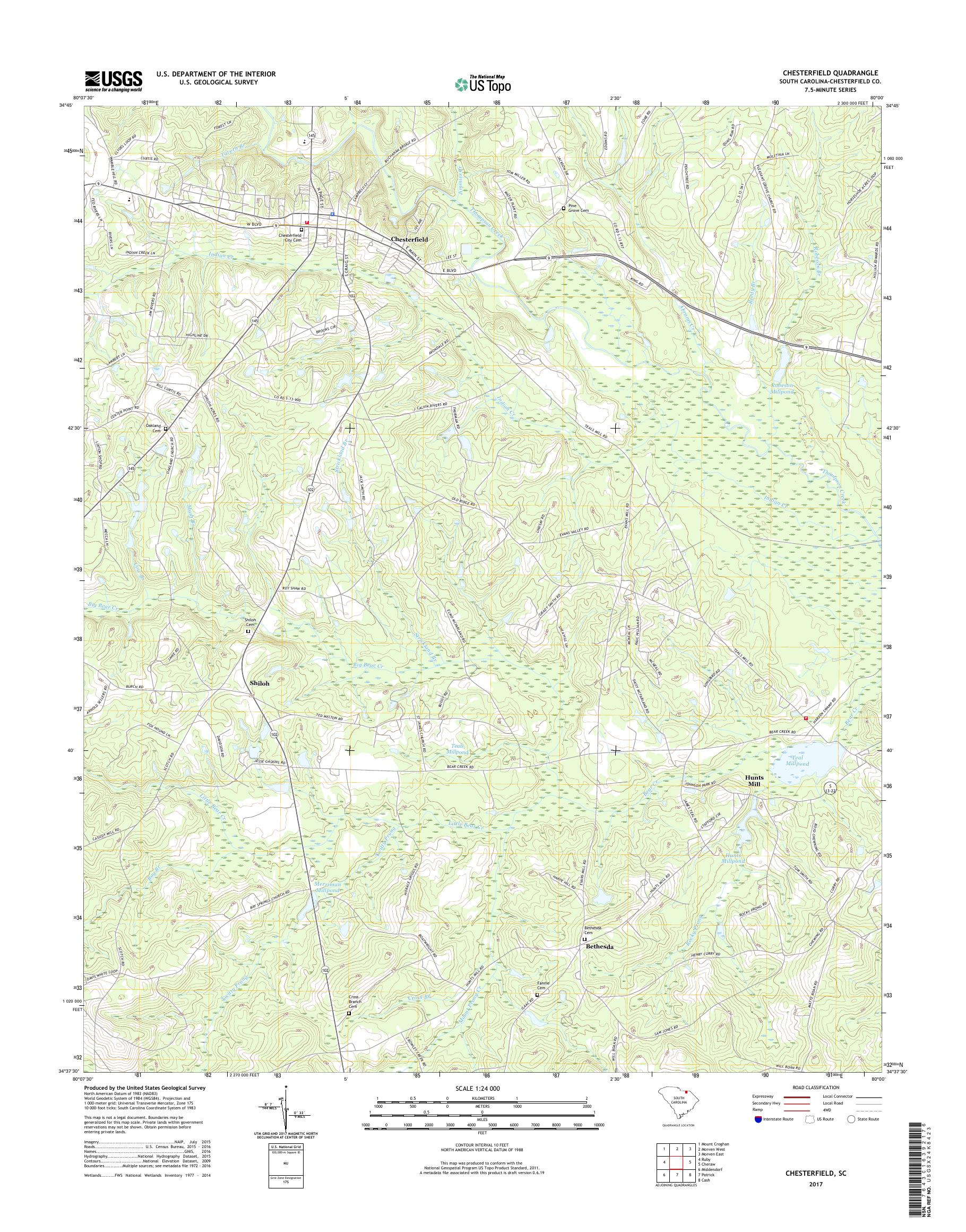MyTopo Chesterfield, South Carolina USGS Quad Topo Map