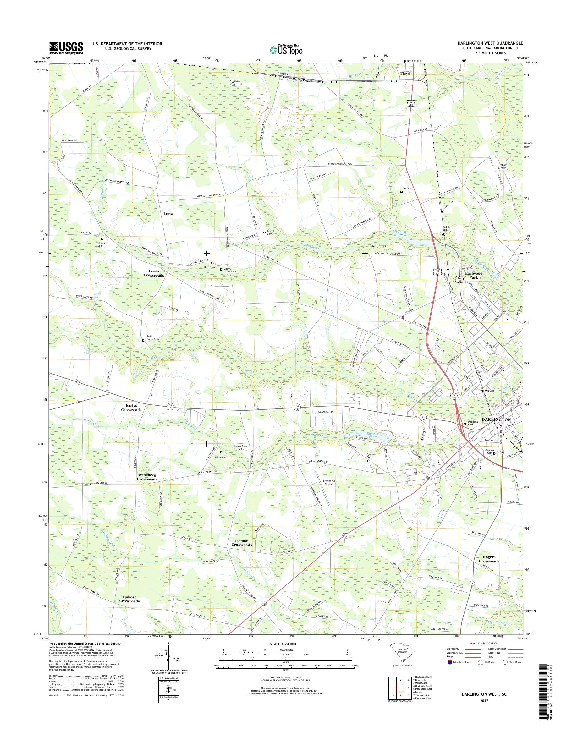 MyTopo Darlington West, South Carolina USGS Quad Topo Map
