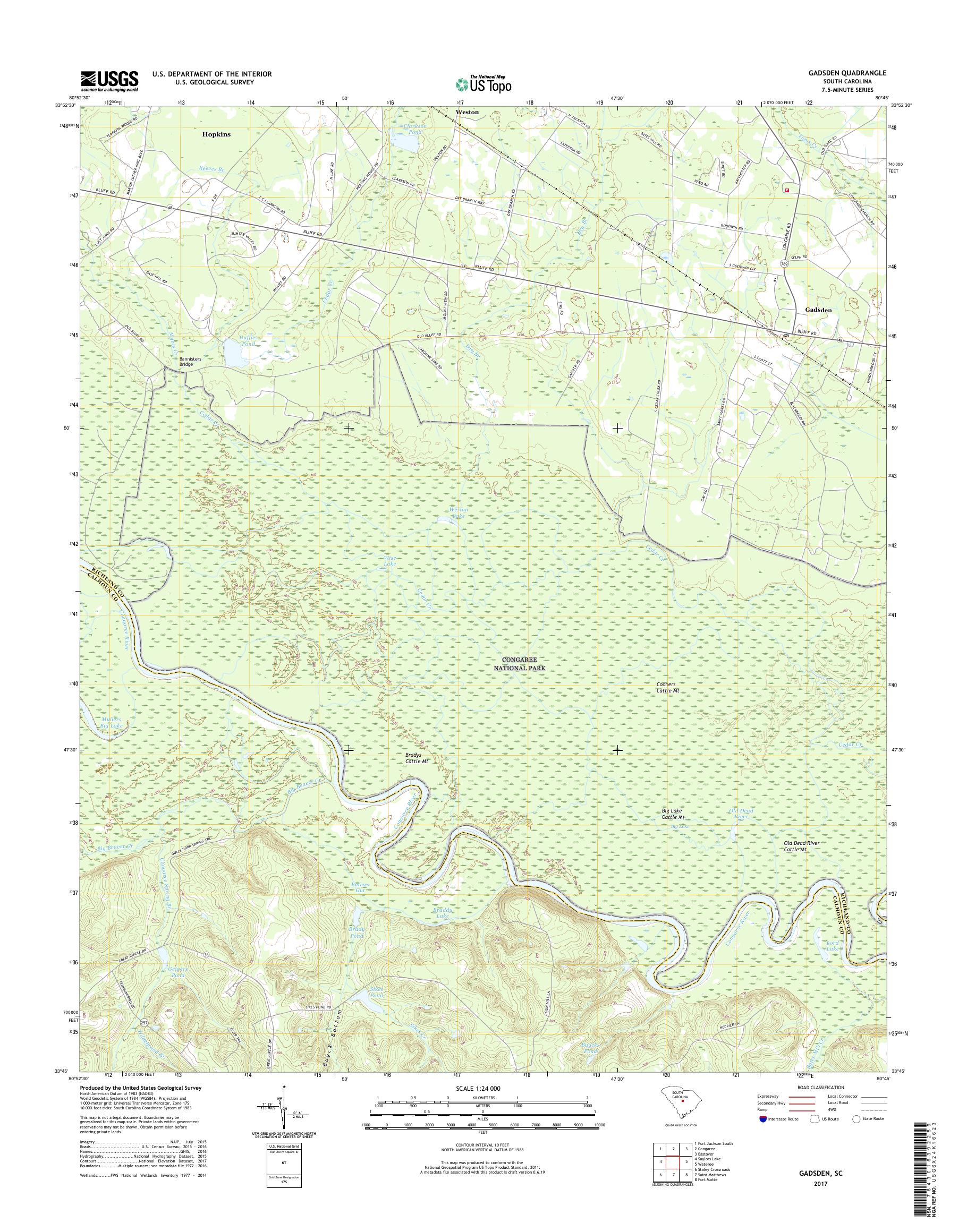 MyTopo Gadsden, South Carolina USGS Quad Topo Map