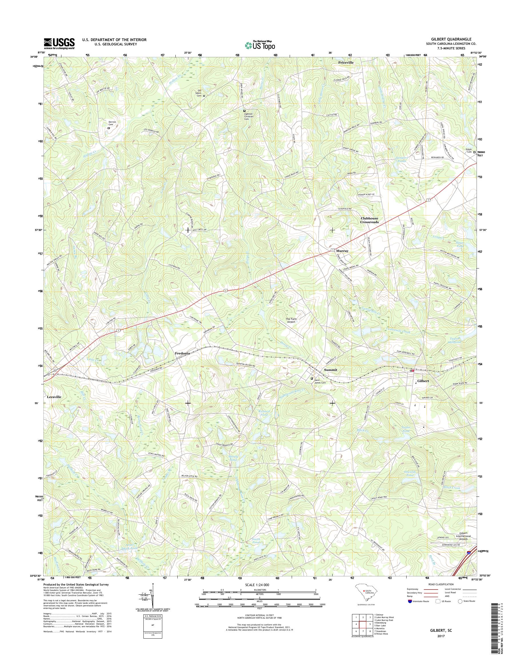 MyTopo Gilbert, South Carolina USGS Quad Topo Map