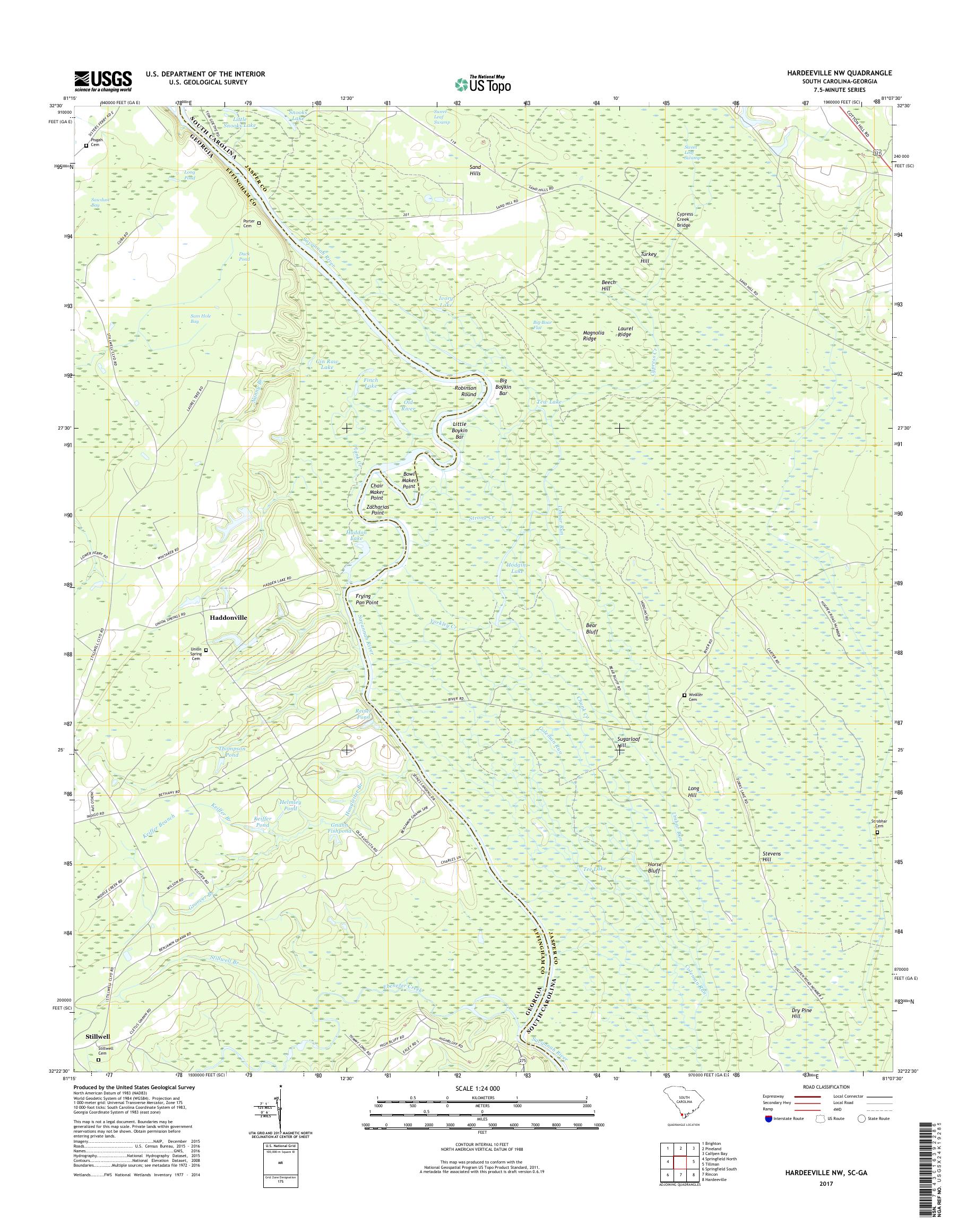 MyTopo Hardeeville NW, South Carolina USGS Quad Topo Map