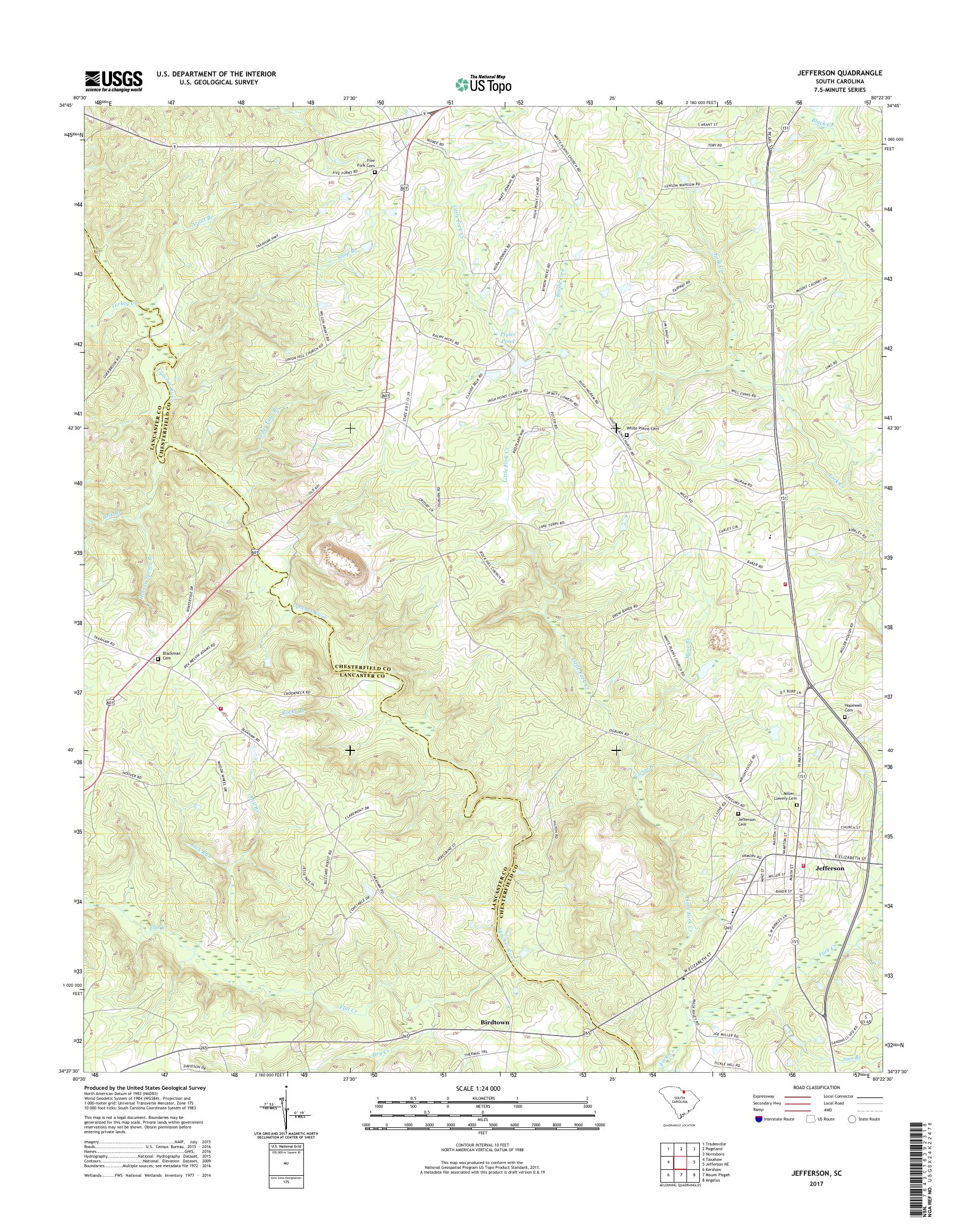 MyTopo Jefferson, South Carolina USGS Quad Topo Map