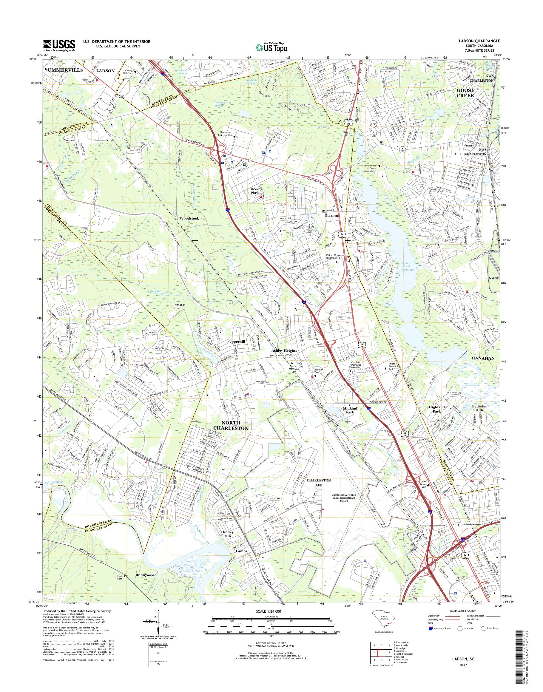 MyTopo Ladson, South Carolina USGS Quad Topo Map