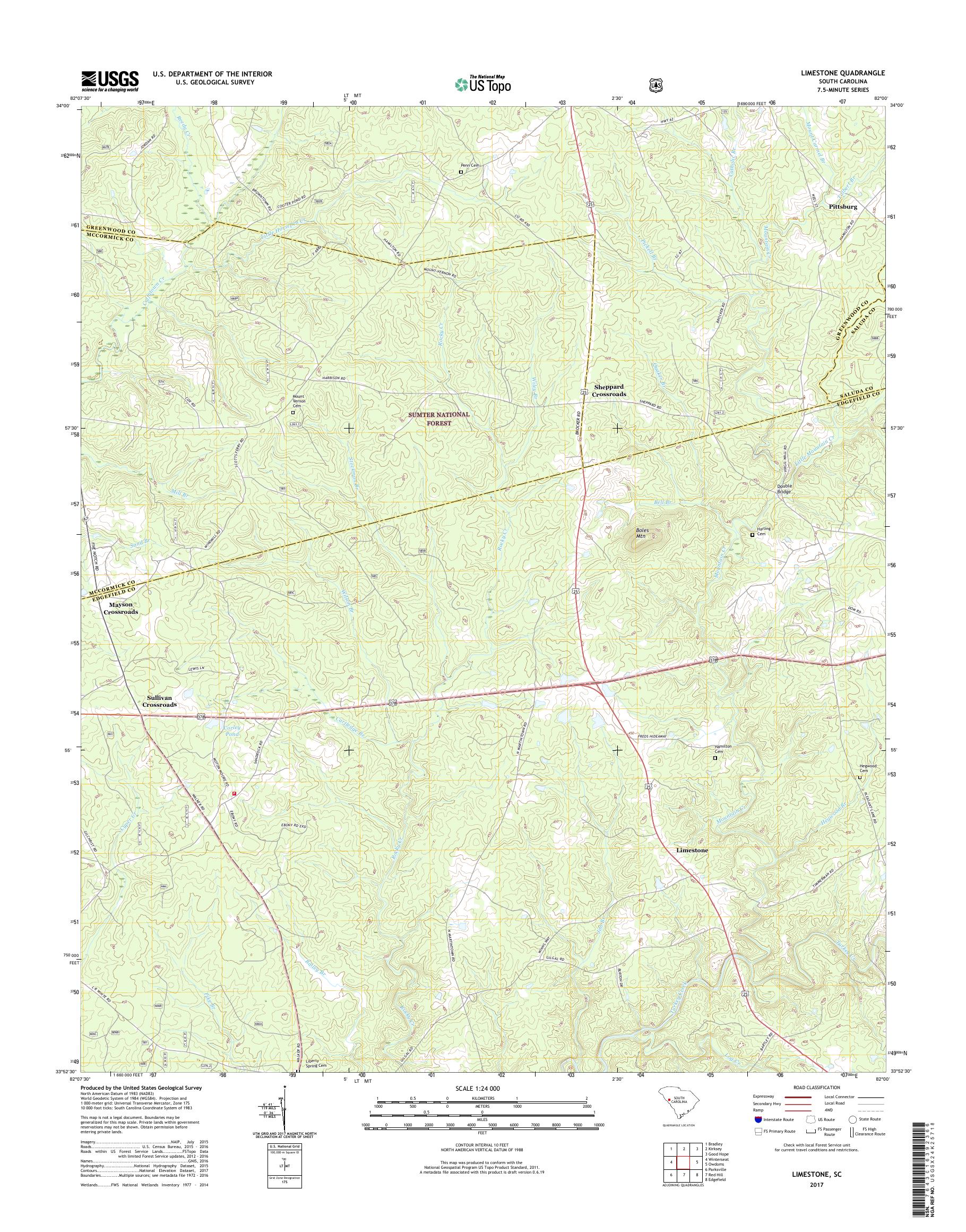MyTopo Limestone, South Carolina USGS Quad Topo Map