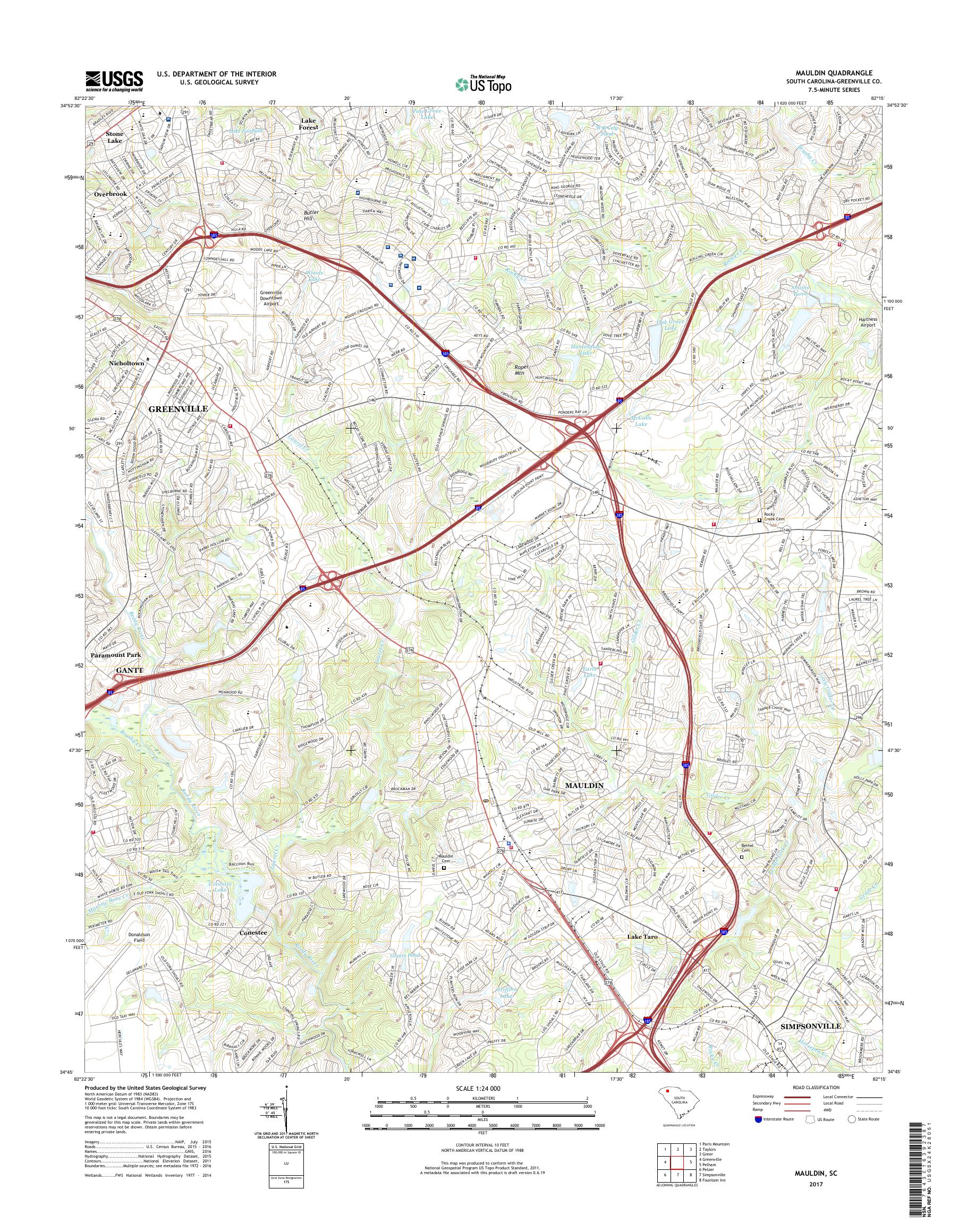 Old Maps Of Mauldin South Carolina