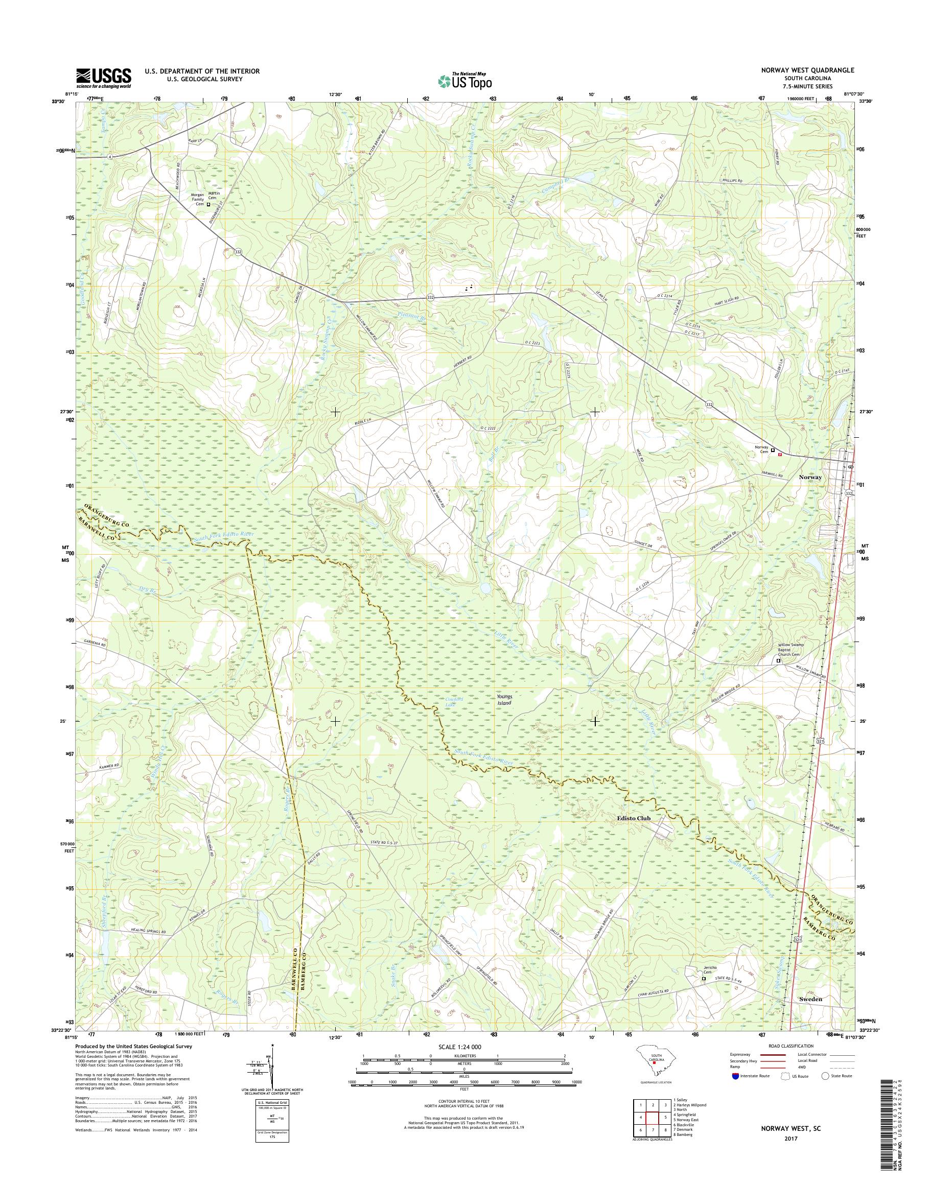 MyTopo Norway West, South Carolina USGS Quad Topo Map