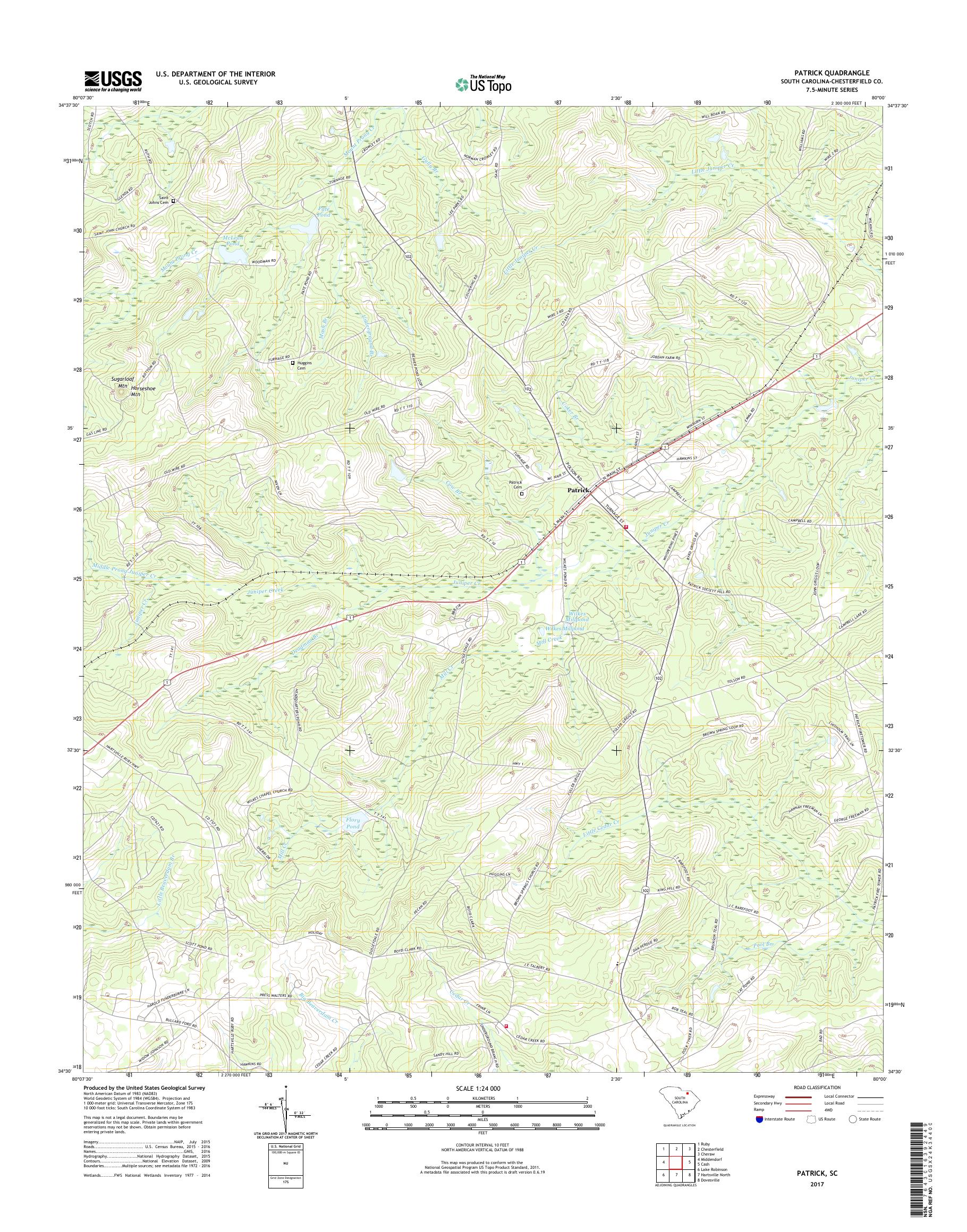 MyTopo Patrick, South Carolina USGS Quad Topo Map