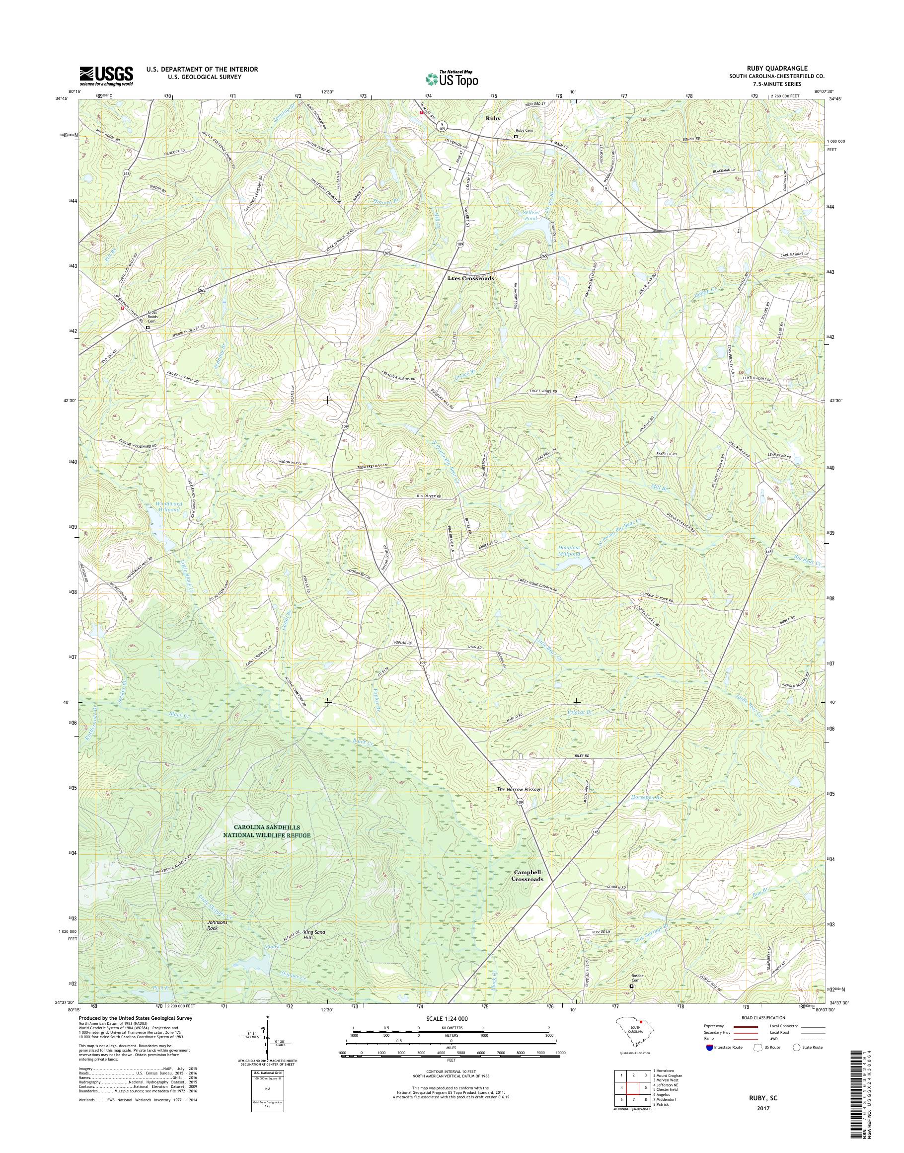 MyTopo Ruby, South Carolina USGS Quad Topo Map