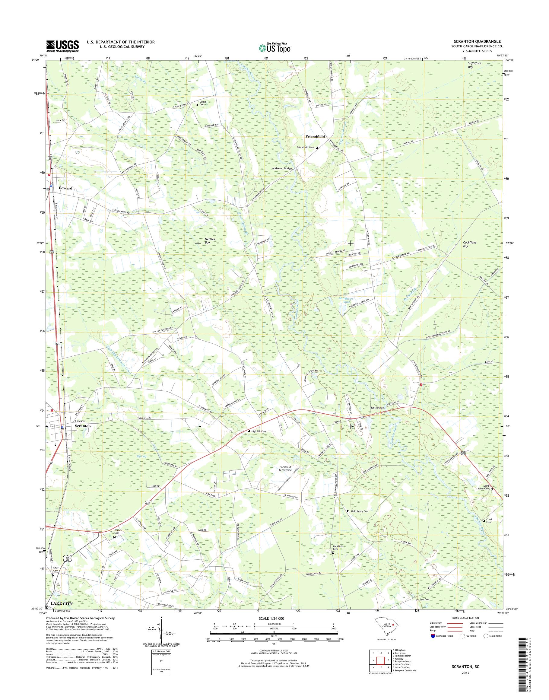 MyTopo Scranton, South Carolina USGS Quad Topo Map