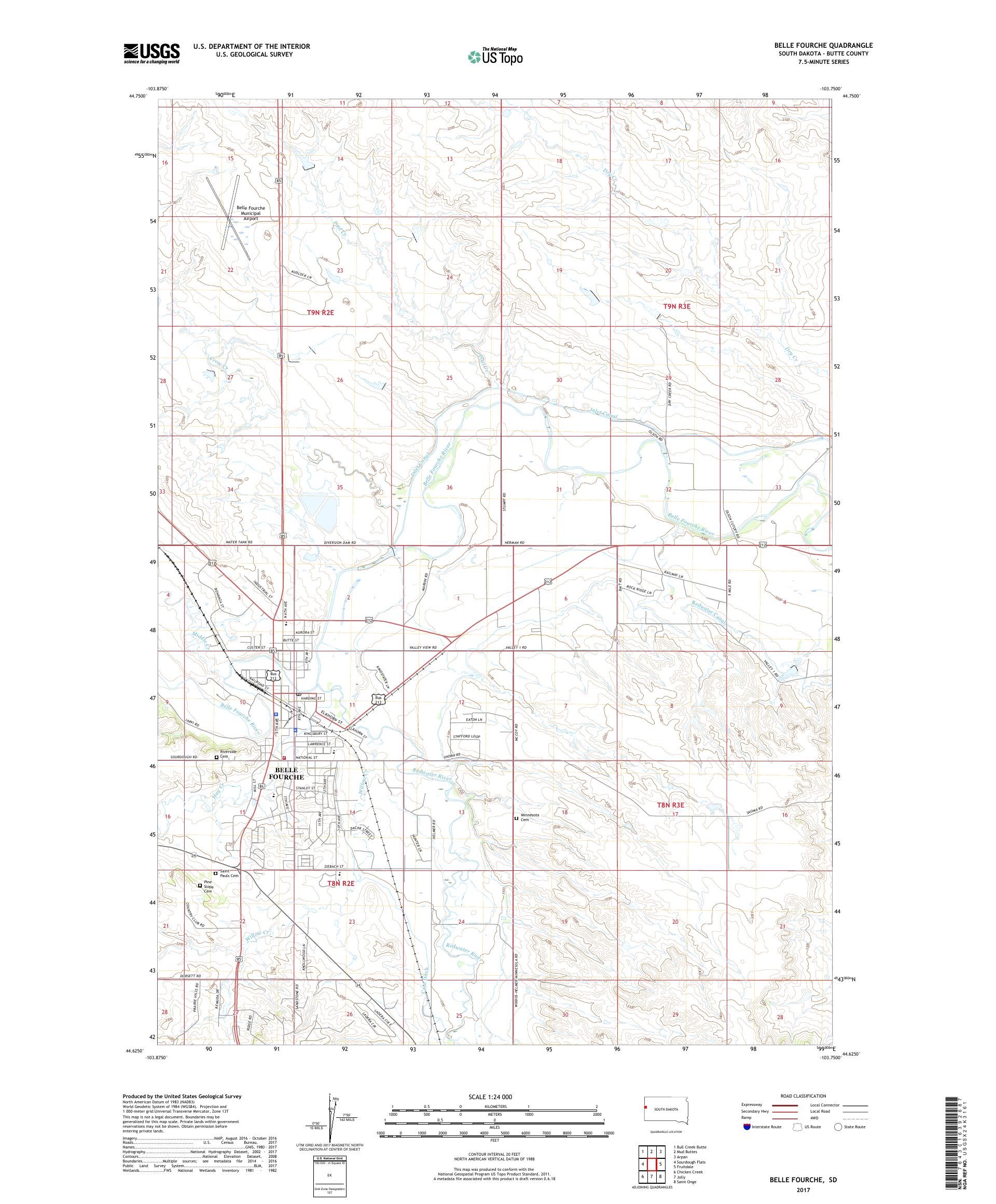 MyTopo Belle Fourche, South Dakota USGS Quad Topo Map