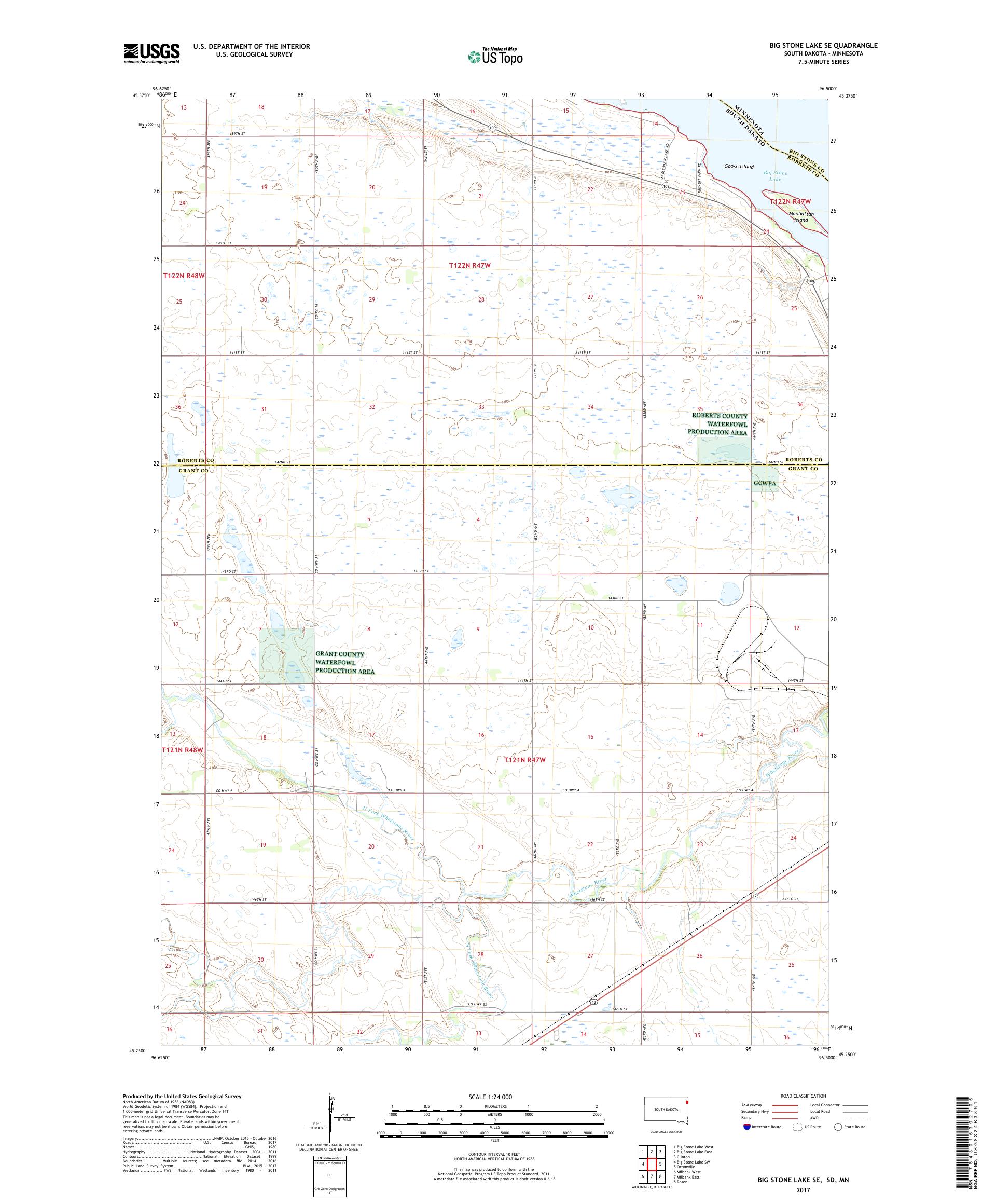 MyTopo Big Stone Lake SE, South Dakota USGS Quad Topo Map
