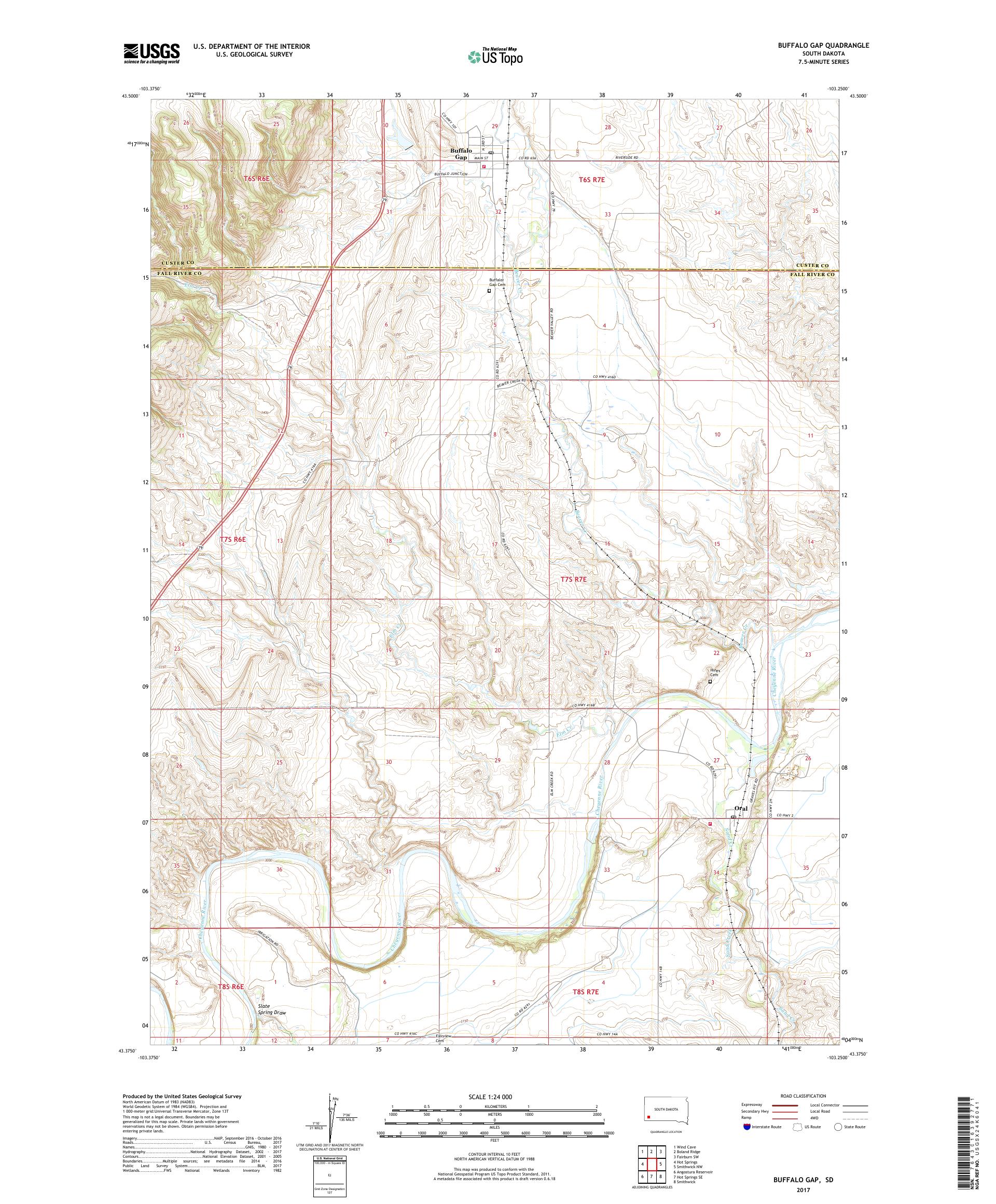 MyTopo Buffalo Gap, South Dakota USGS Quad Topo Map