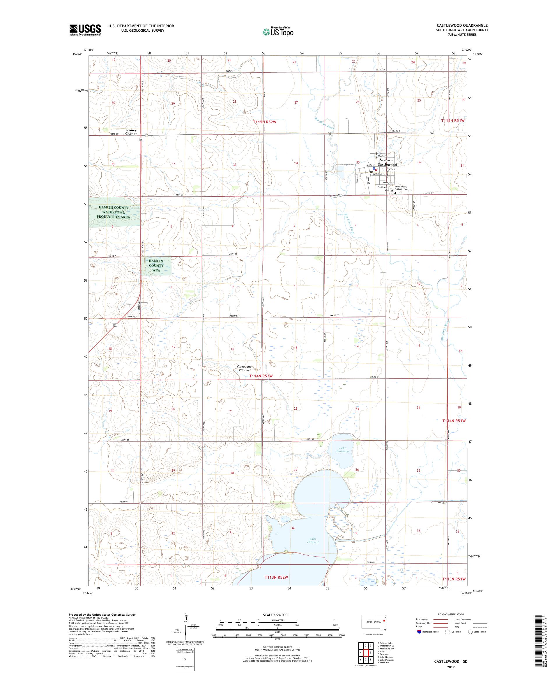 MyTopo Castlewood, South Dakota USGS Quad Topo Map