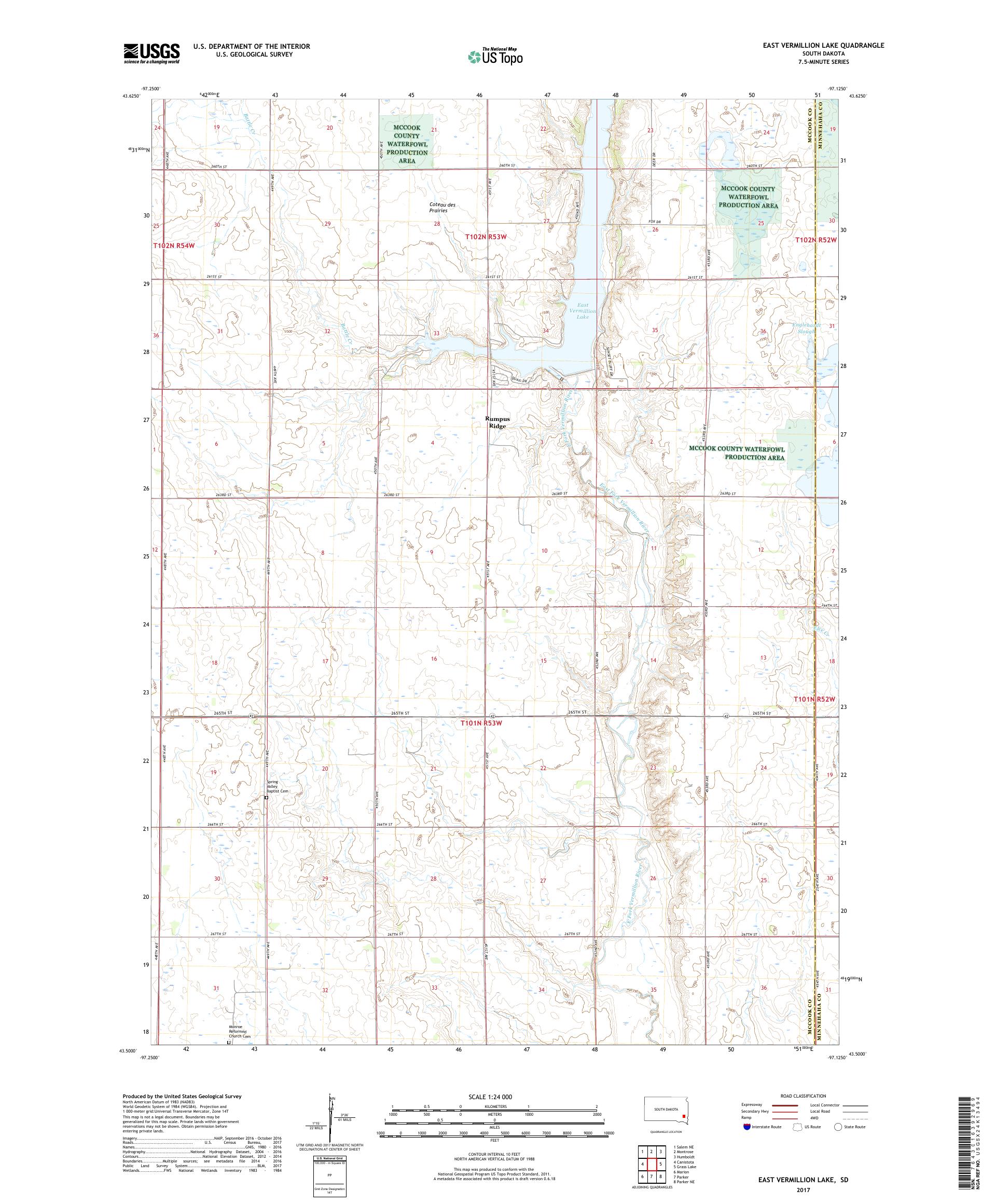 MyTopo East Vermillion Lake, South Dakota USGS Quad Topo Map