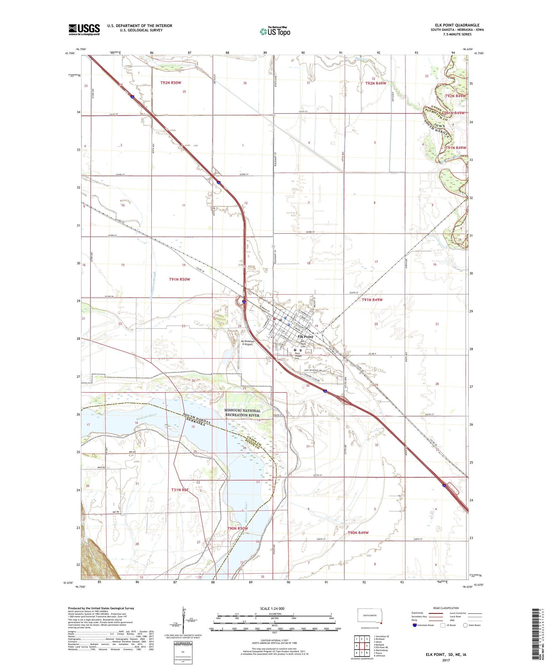 MyTopo Elk Point, South Dakota USGS Quad Topo Map