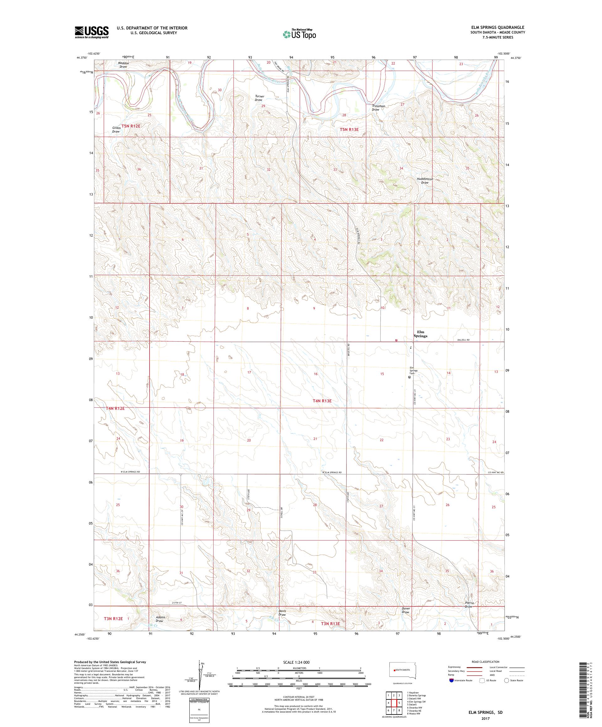 MyTopo Elm Springs, South Dakota USGS Quad Topo Map