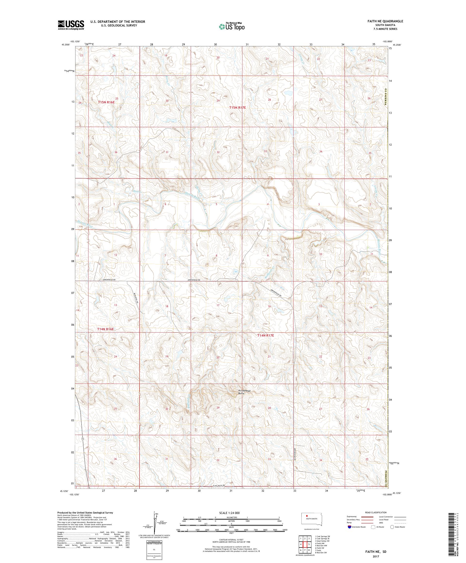 MyTopo Faith NE, South Dakota USGS Quad Topo Map
