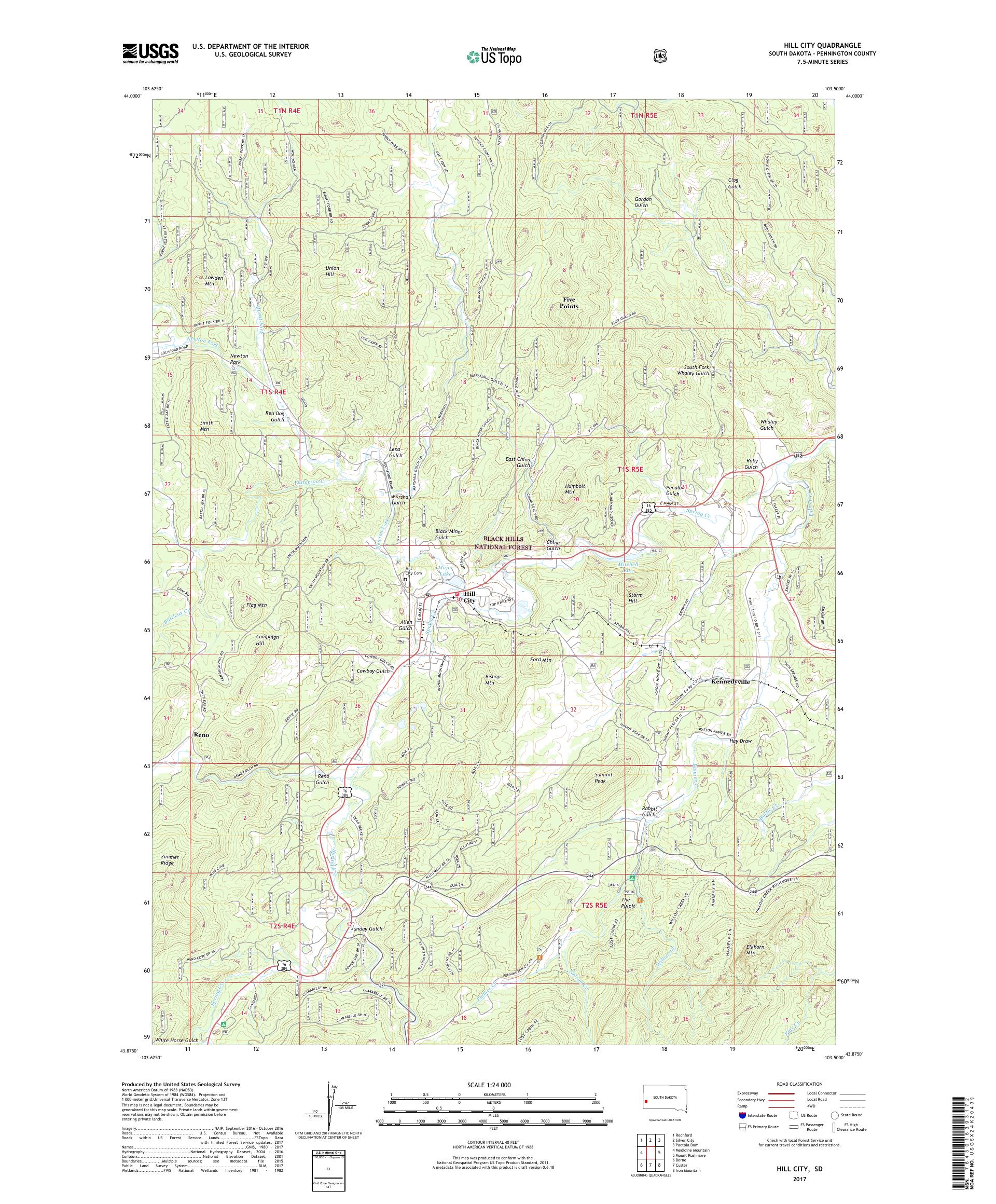 MyTopo Hill City, South Dakota USGS Quad Topo Map