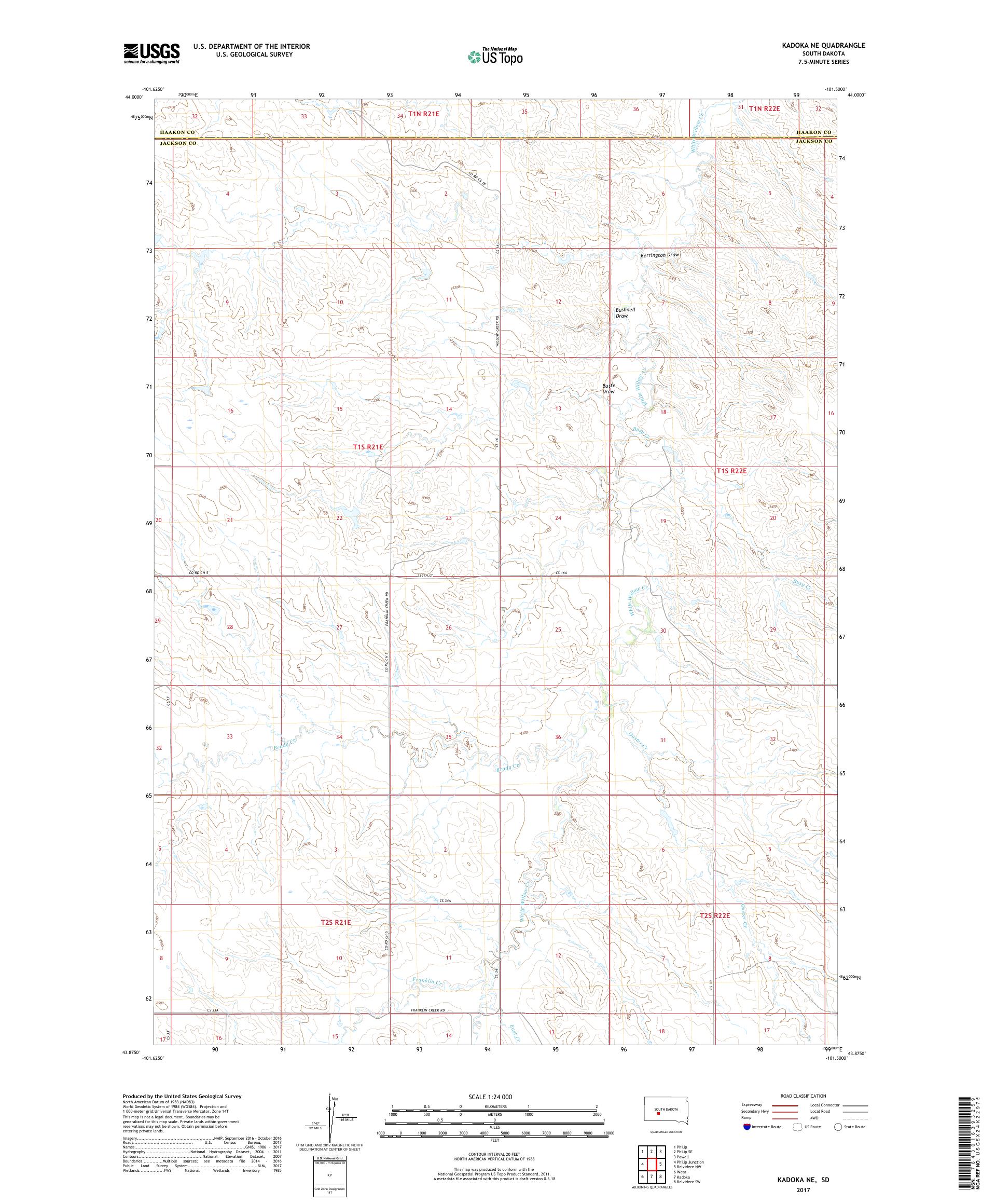 MyTopo Kadoka NE, South Dakota USGS Quad Topo Map