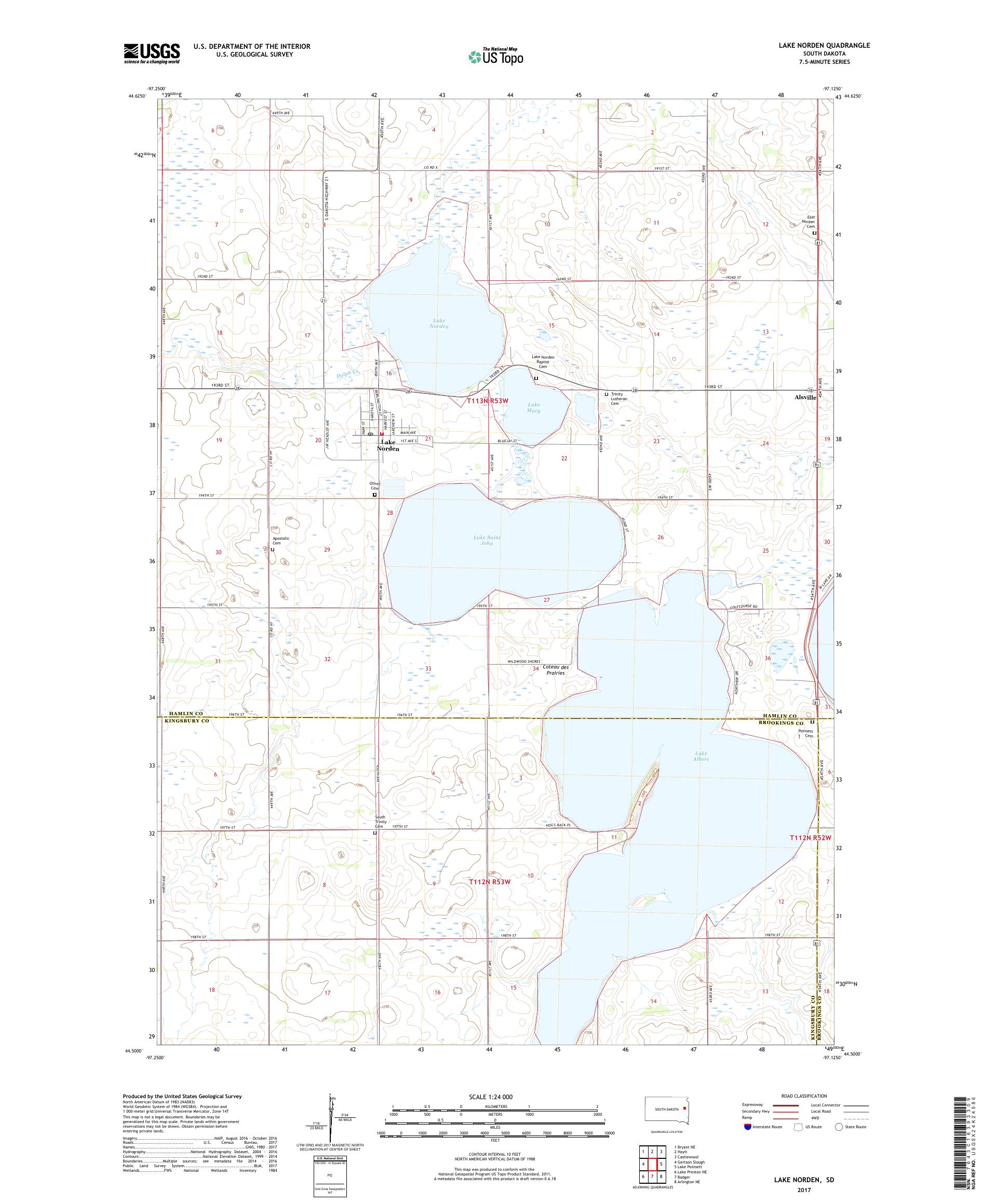 MyTopo Lake Norden, South Dakota USGS Quad Topo Map