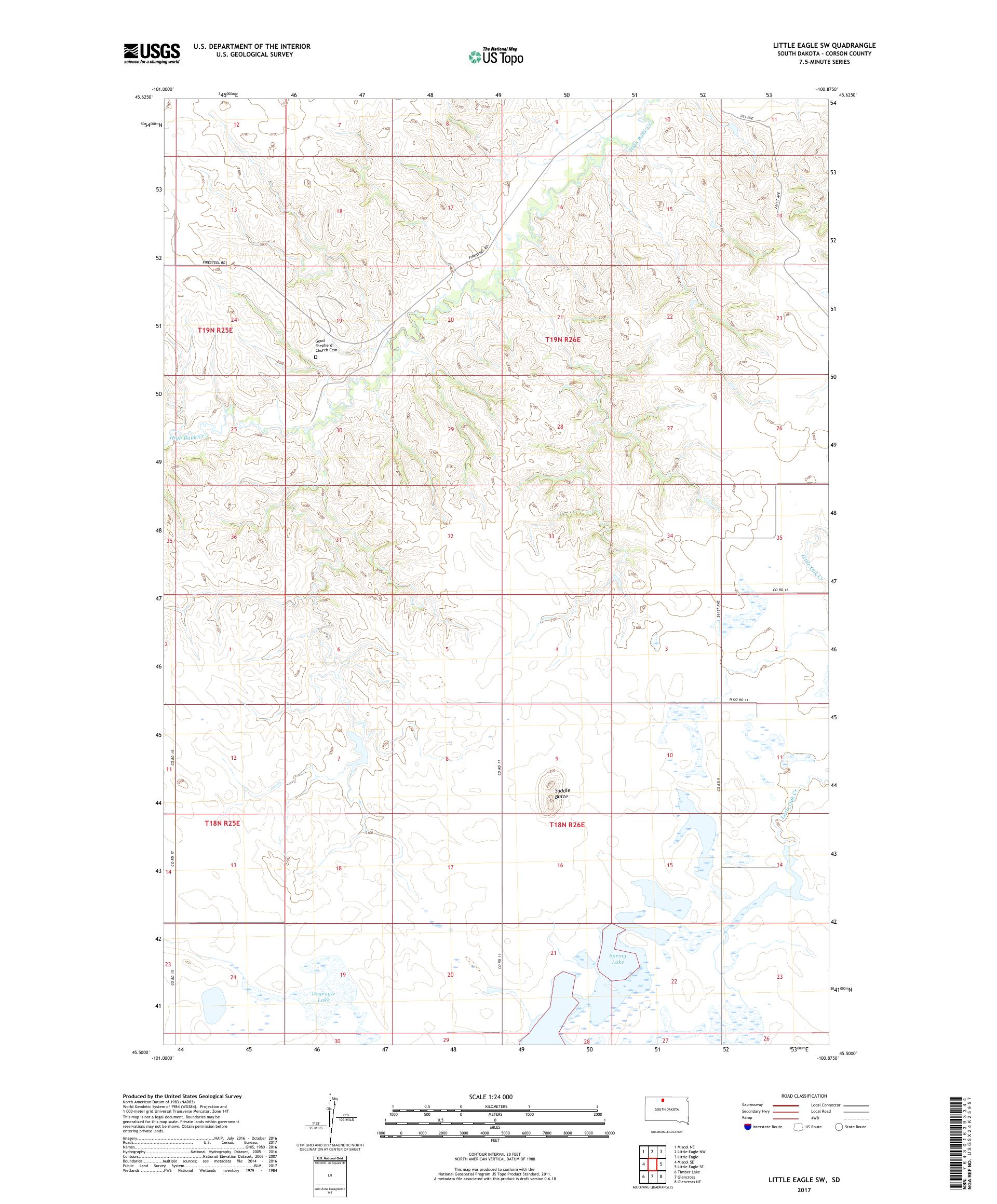 MyTopo Little Eagle SW, South Dakota USGS Quad Topo Map