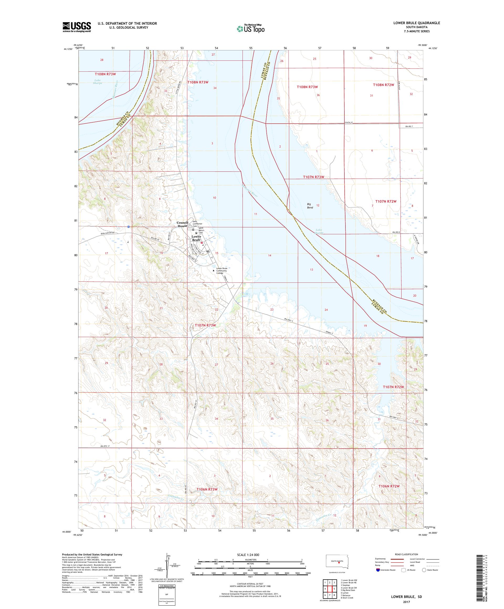 MyTopo Lower Brule, South Dakota USGS Quad Topo Map