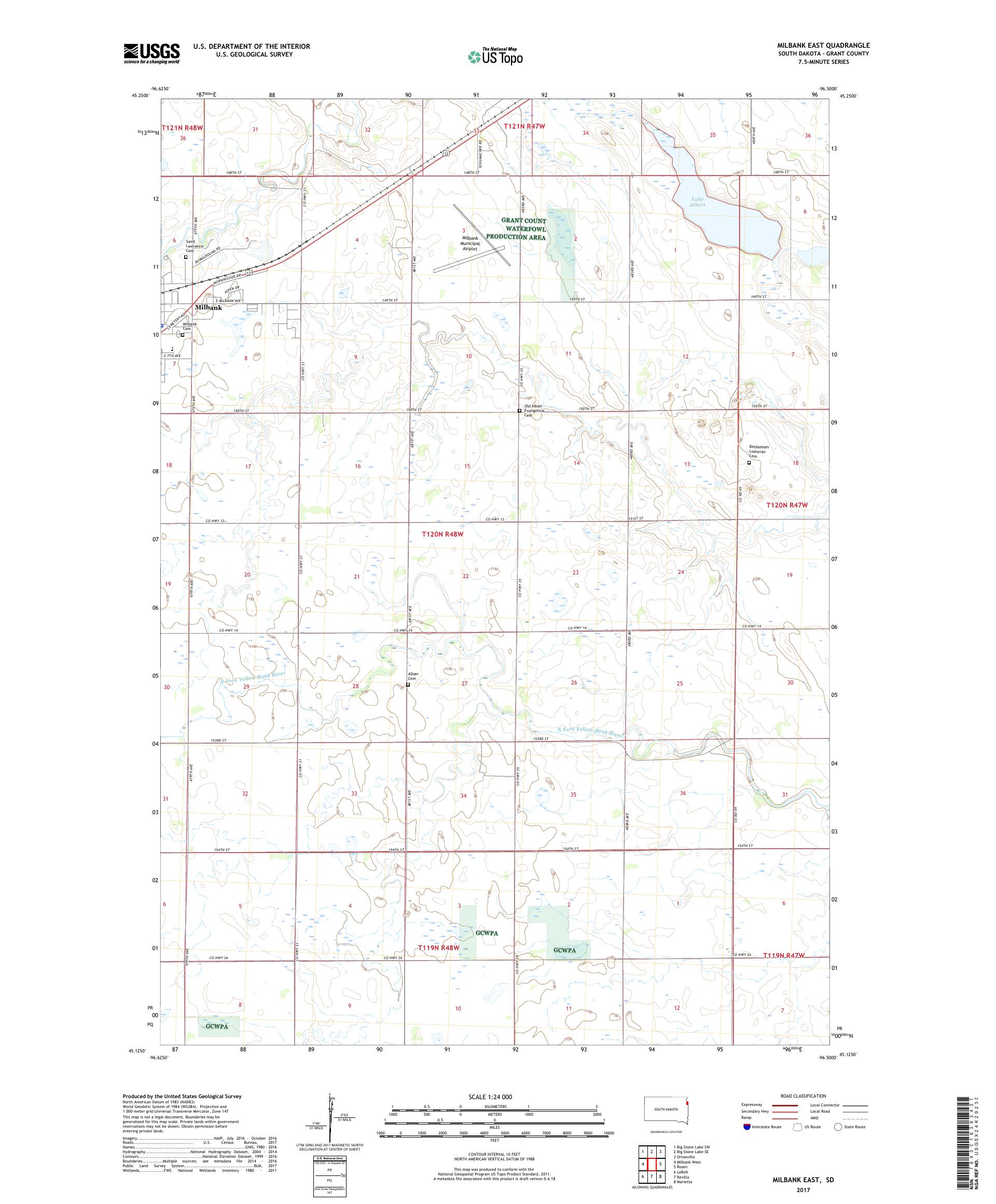 MyTopo Milbank East, South Dakota USGS Quad Topo Map