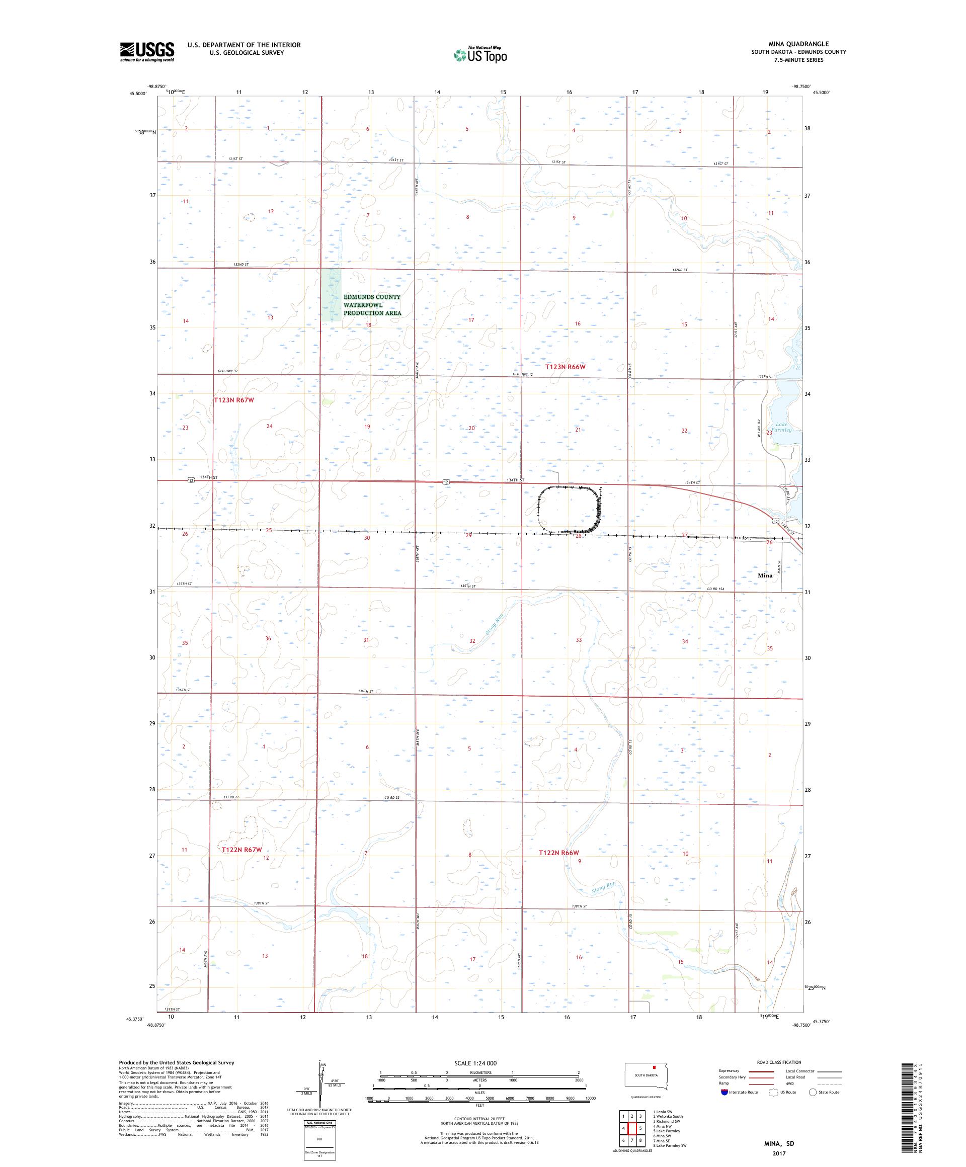 MyTopo Mina, South Dakota USGS Quad Topo Map